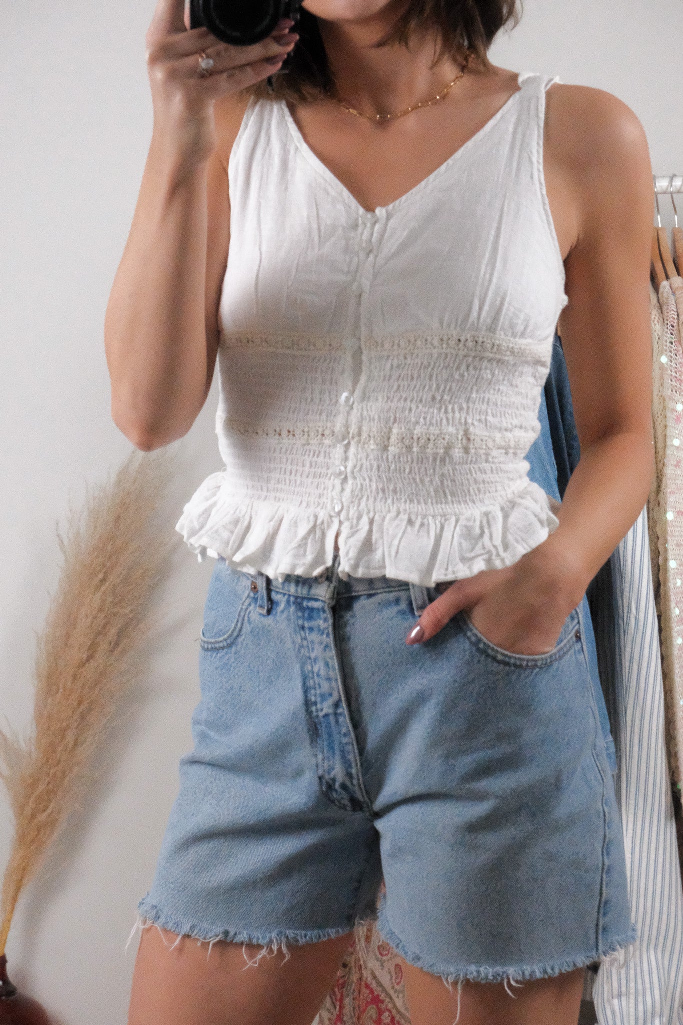 Modern x Cotton Textured Smocked Tank (S/M)