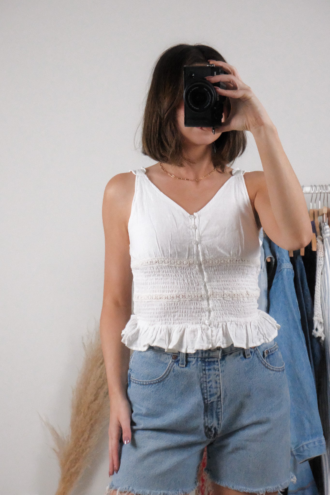 Modern x Cotton Textured Smocked Tank (S/M)