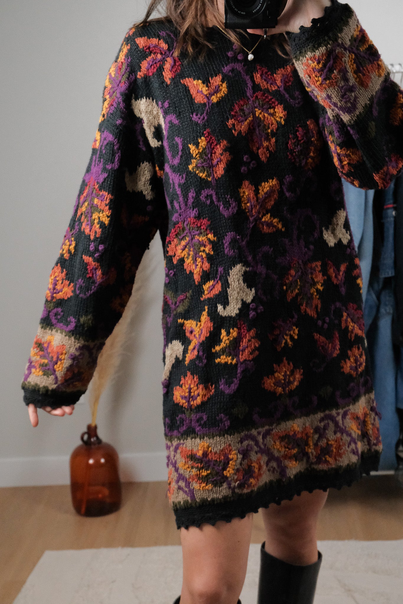 Vintage x Handknit Chunky Sweater Dress (L)