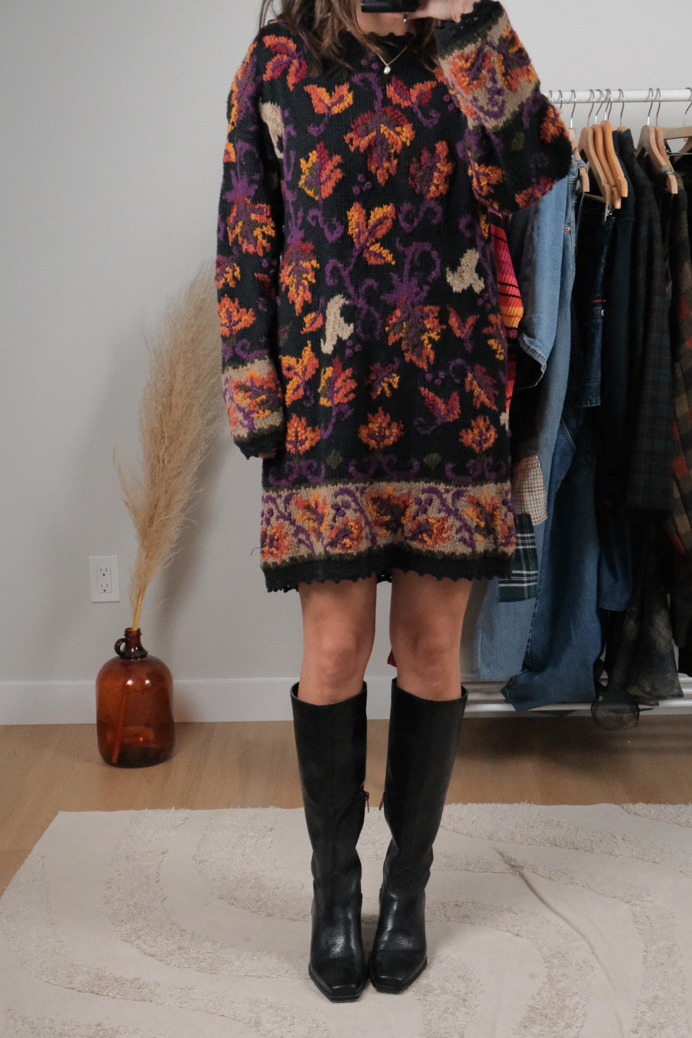 Vintage x Handknit Chunky Sweater Dress (L)