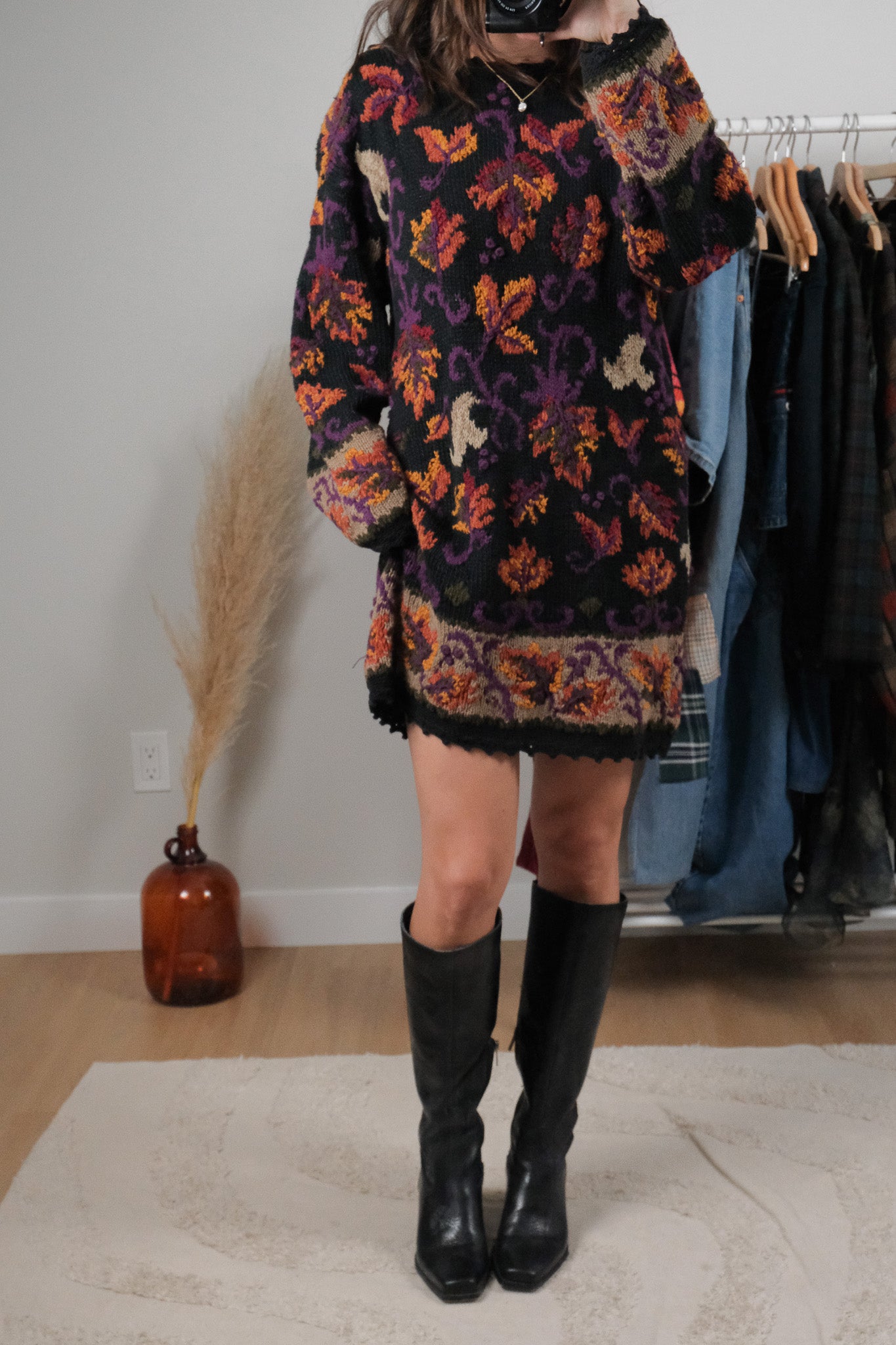 Vintage x Handknit Chunky Sweater Dress (L)
