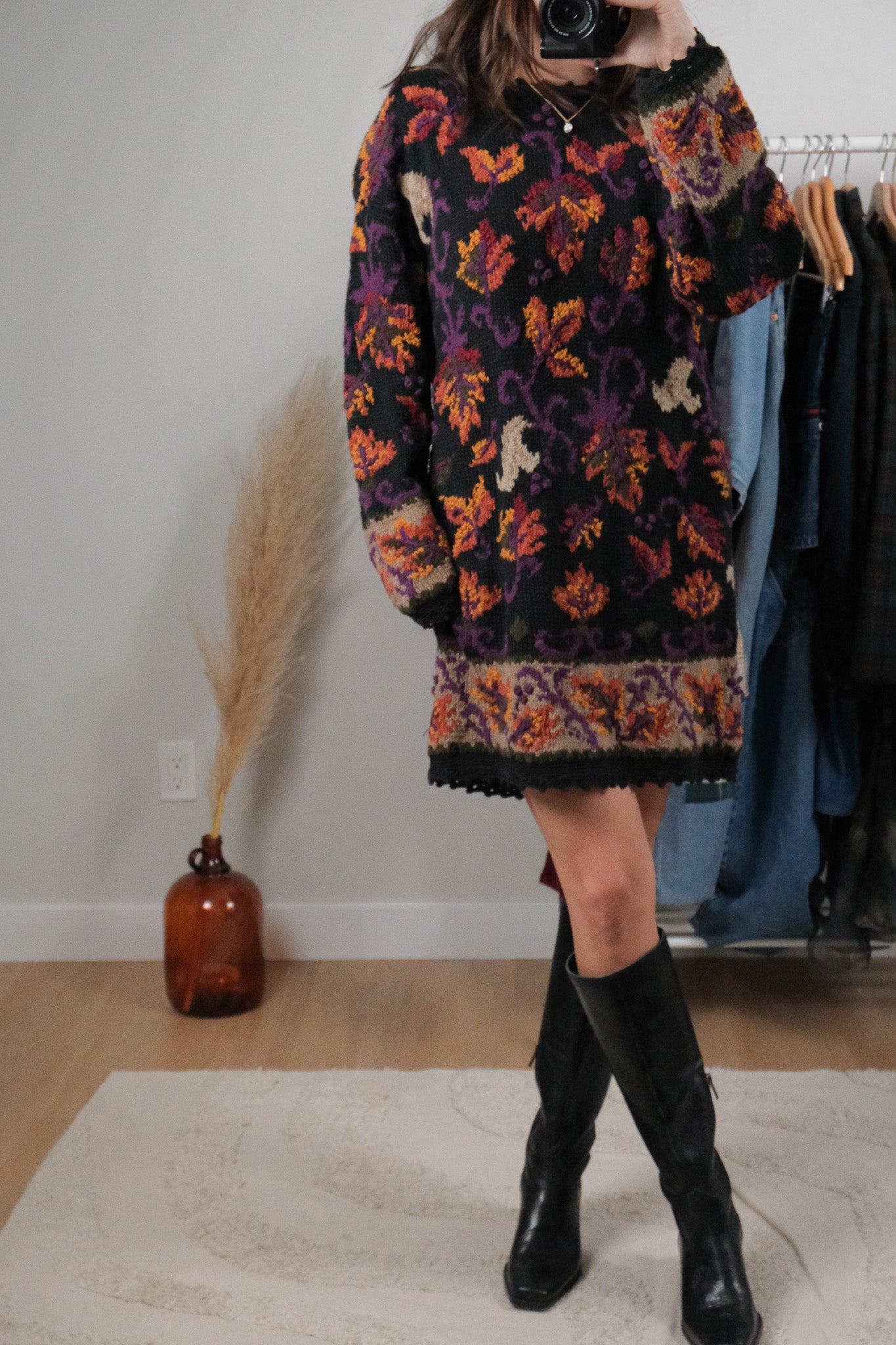 Vintage x Handknit Chunky Sweater Dress (L)