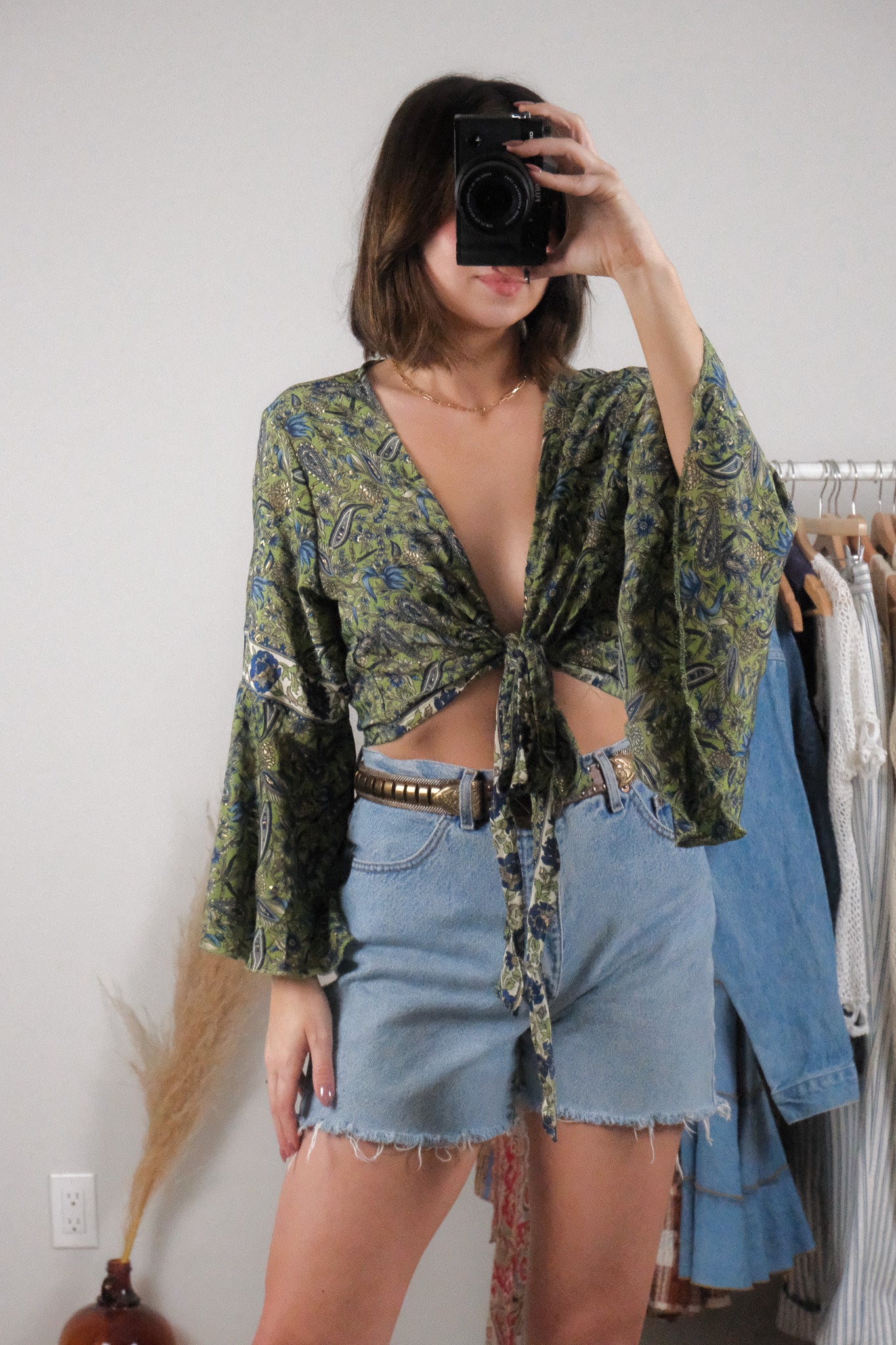 Vintage x Patterned Tie Blouse (S-L)