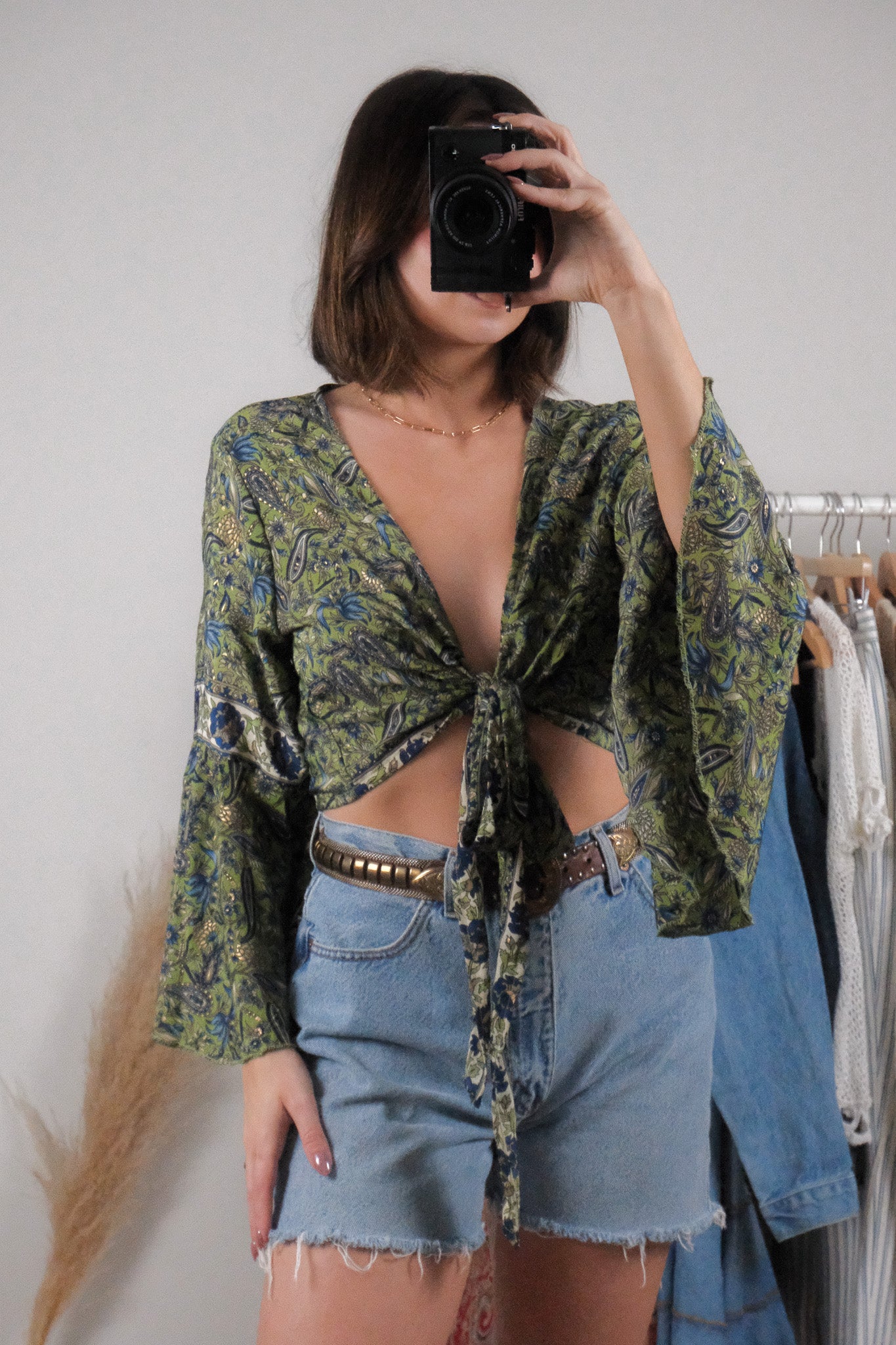 Vintage x Patterned Tie Blouse (S-L)