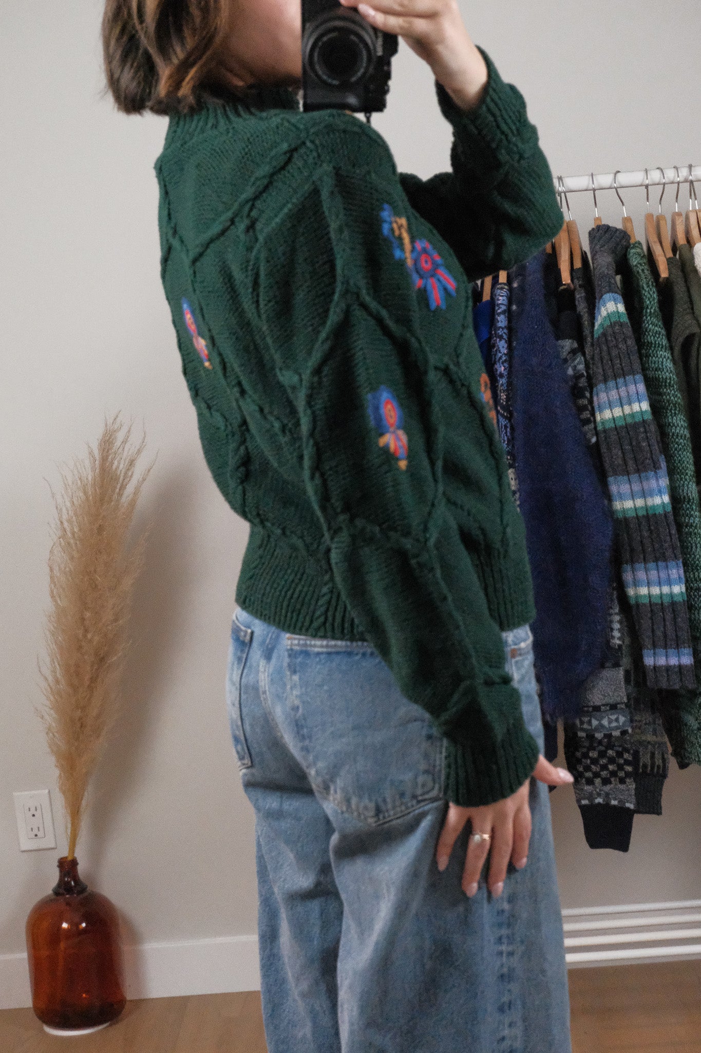 Vintage x Embroidered Chunky Textured Sweater (S)