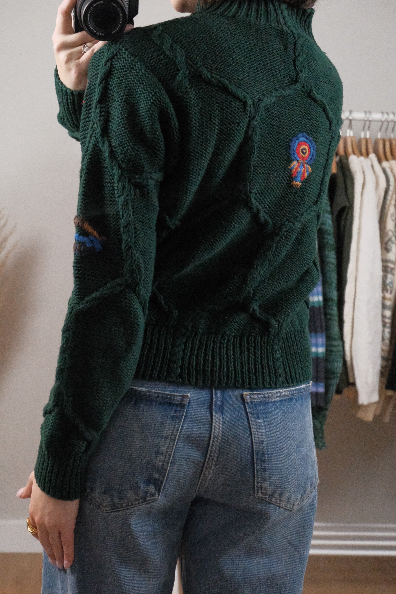 Vintage x Embroidered Chunky Textured Sweater (S)