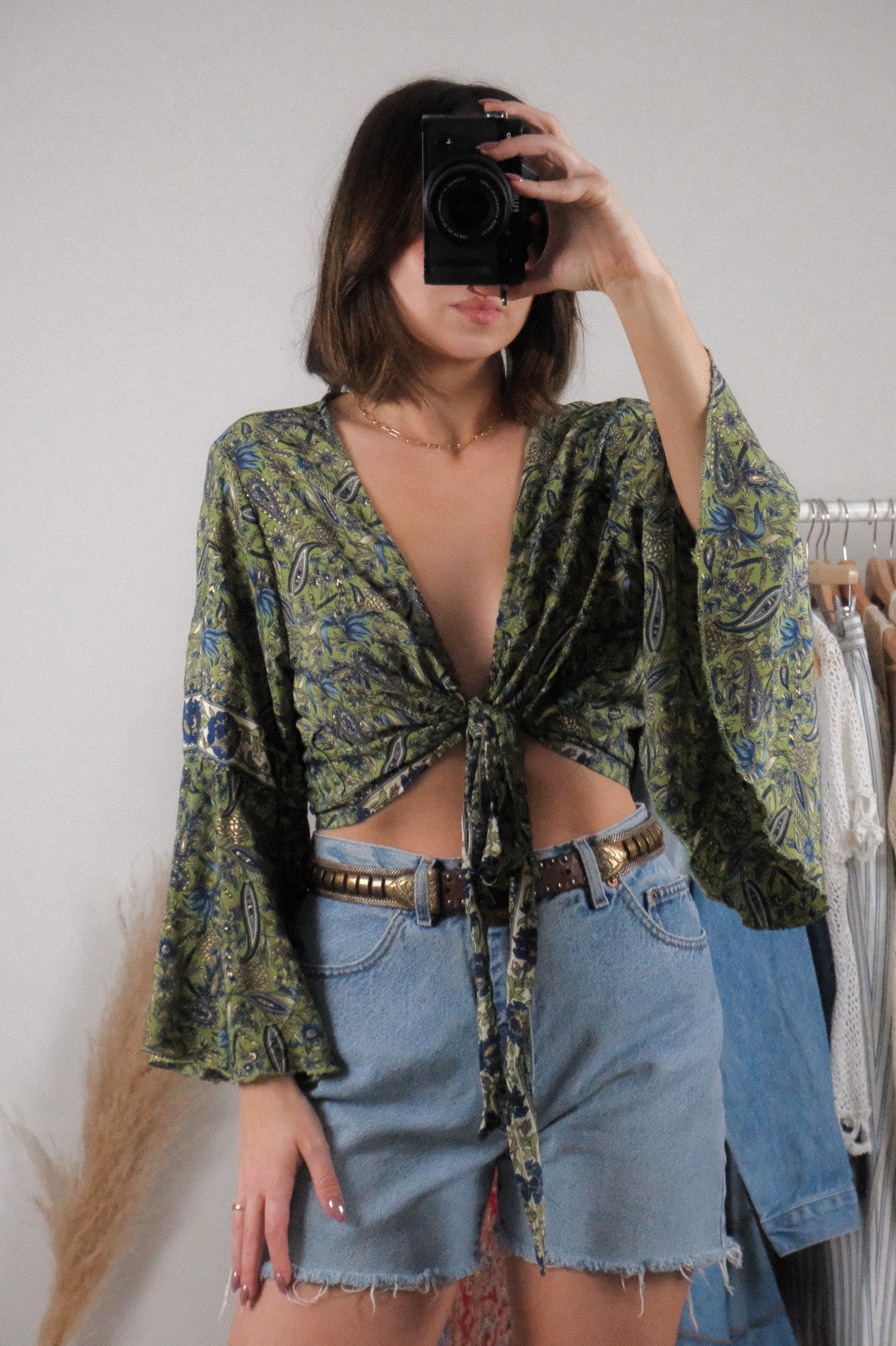 Vintage x Patterned Tie Blouse (S-L)
