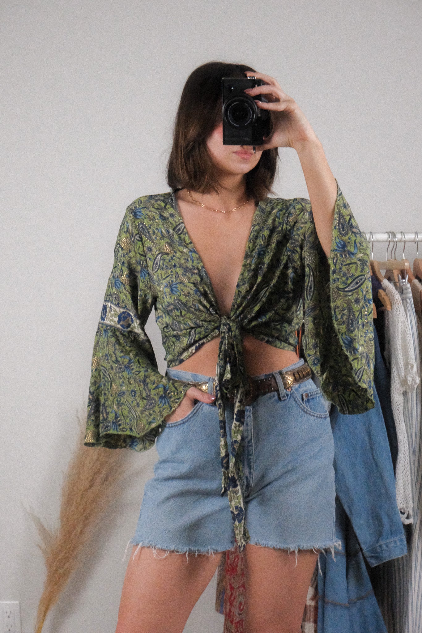 Vintage x Patterned Tie Blouse (S-L)