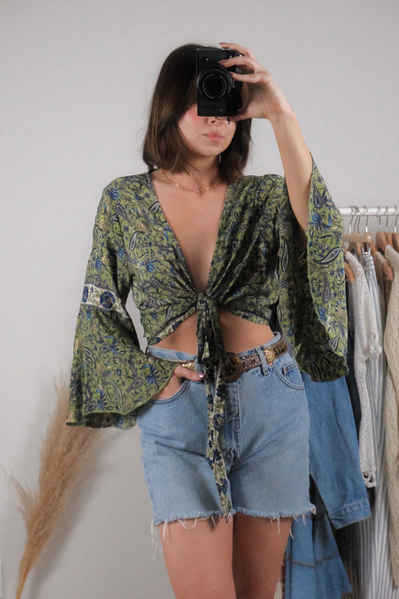Vintage x Patterned Tie Blouse (S-L)