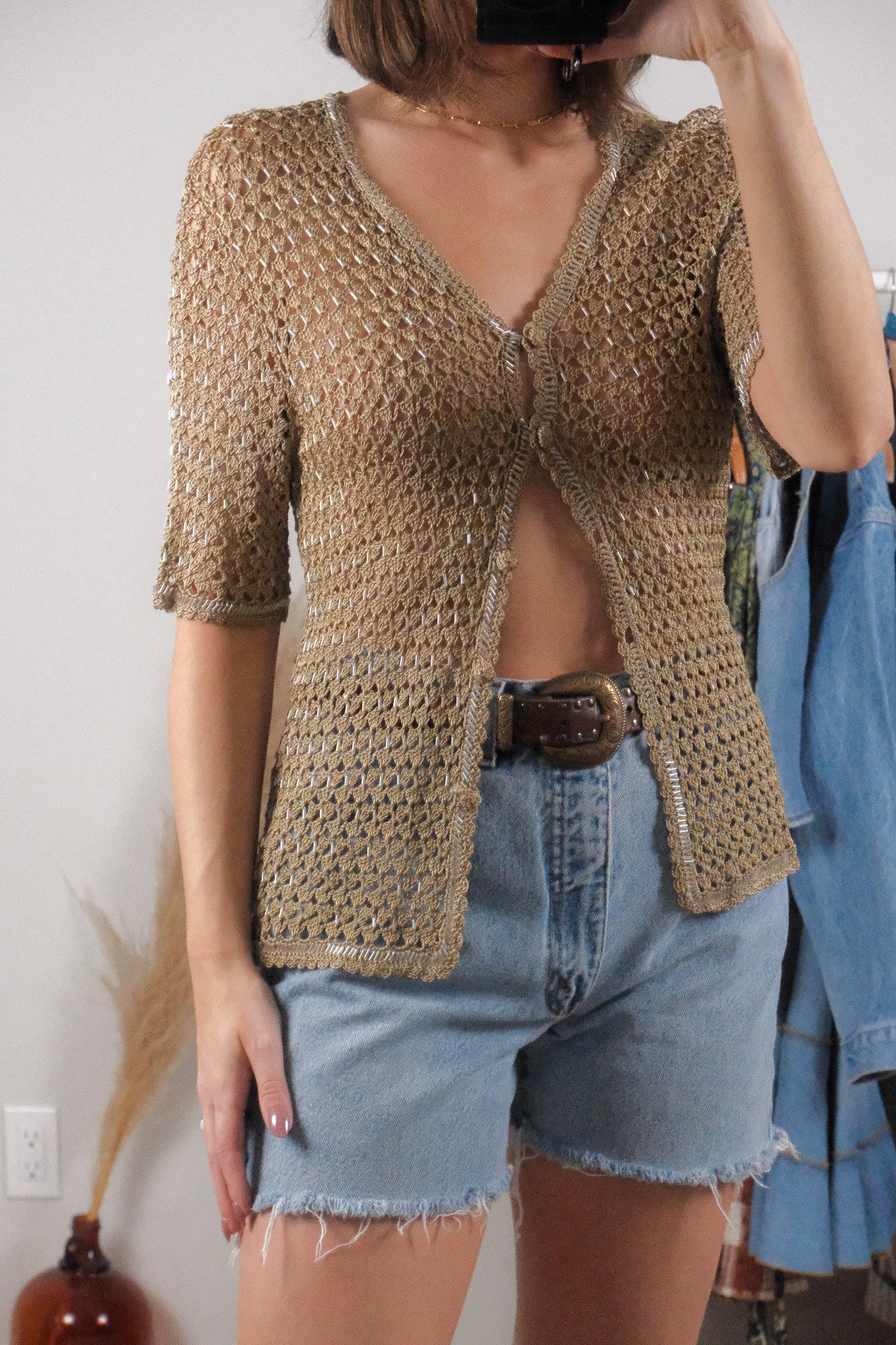 Vintage x Knit Beaded Cardigan (S)