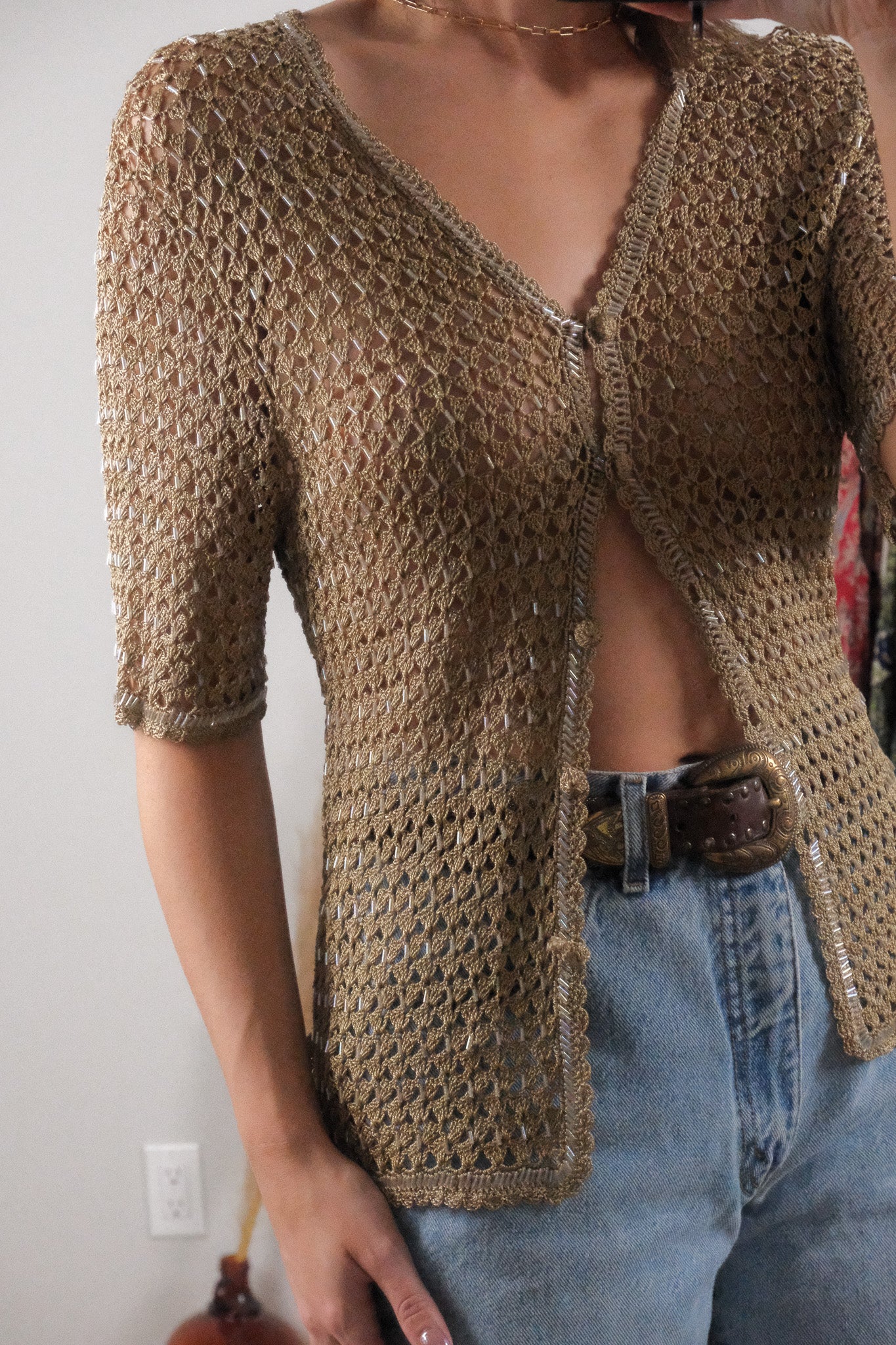 Vintage x Knit Beaded Cardigan (S)