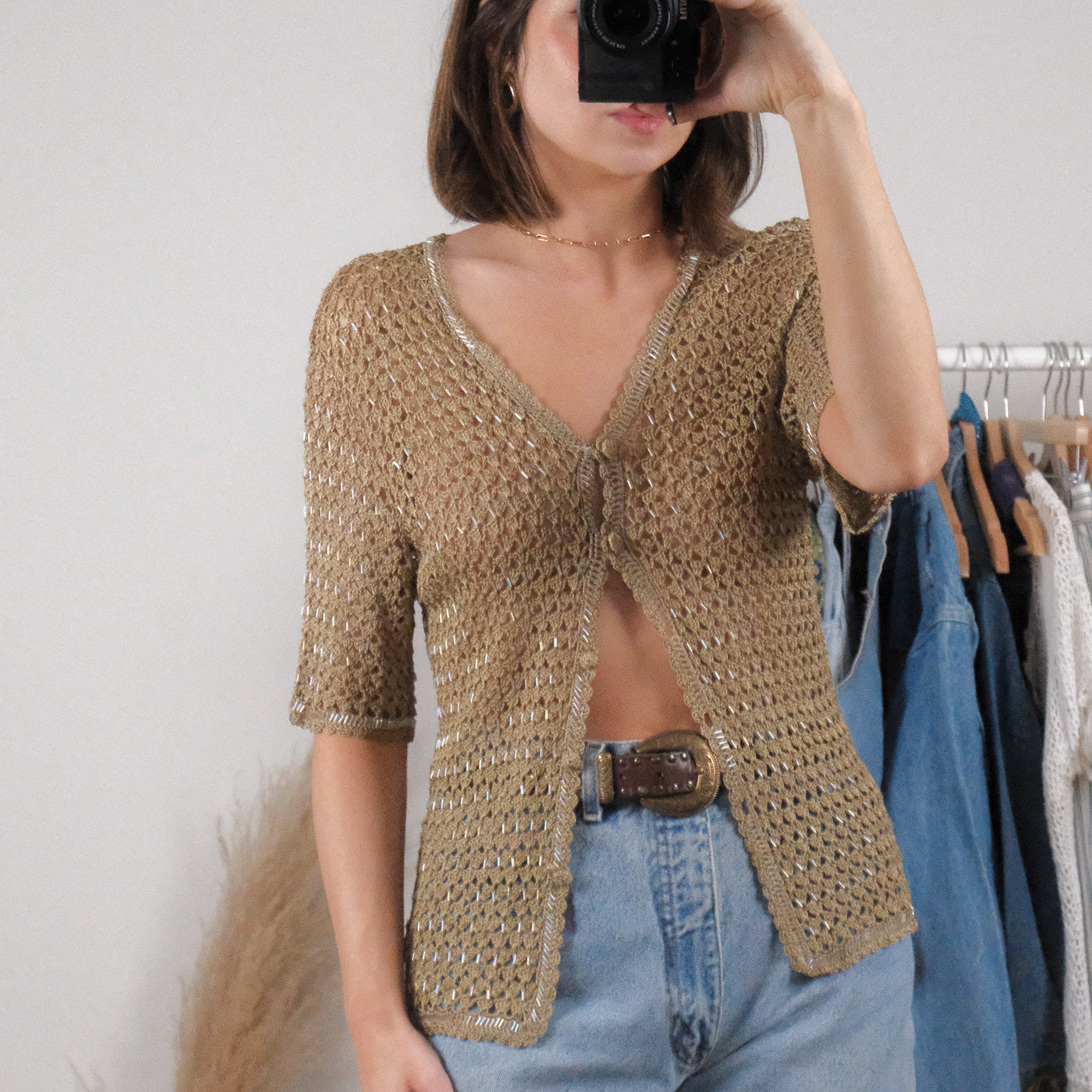 Vintage x Knit Beaded Cardigan (S)