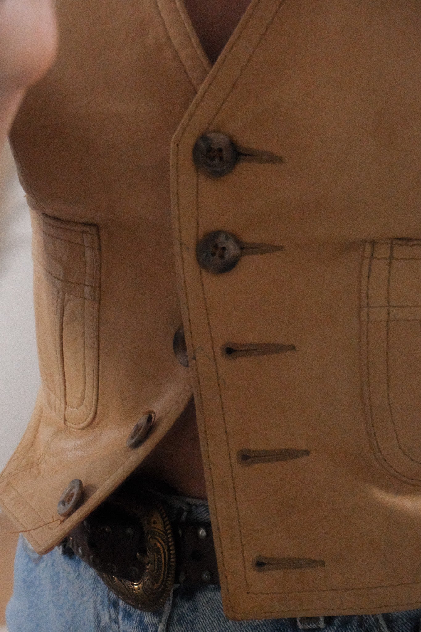 Made in Canada x Vintage x Leather Fitted Vest (XS)