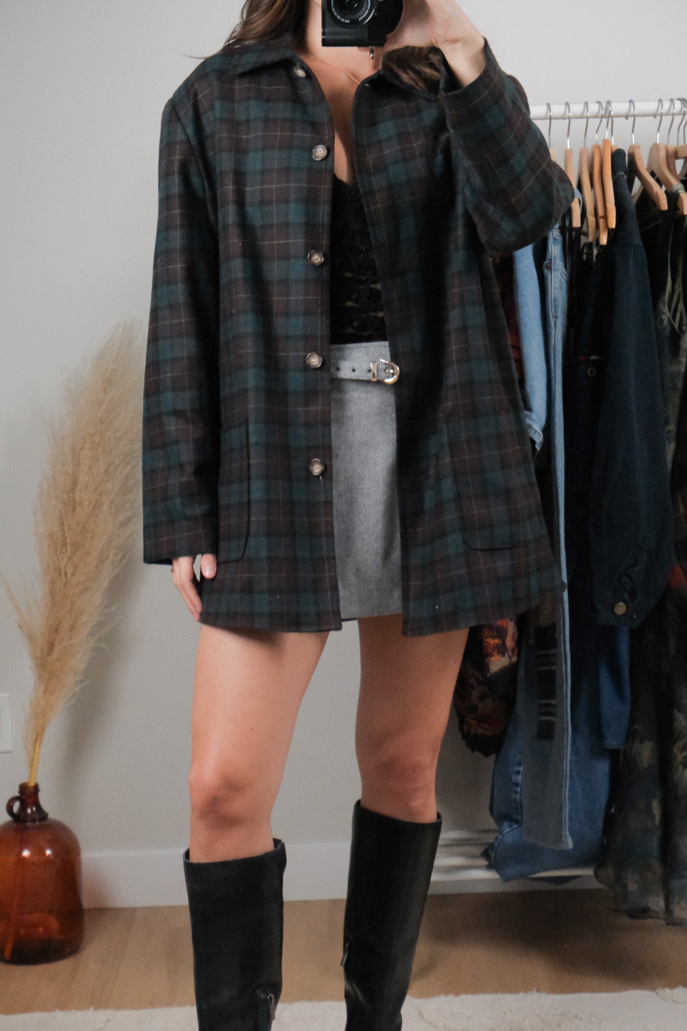 Vintage x Wool Blend Plaid Jacket (8-12)
