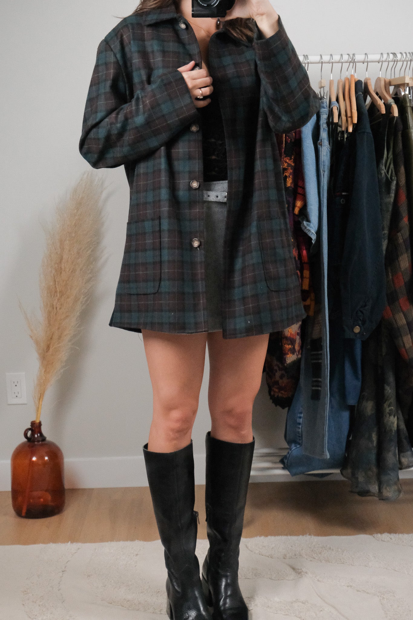 Vintage x Wool Blend Plaid Jacket (8-12)