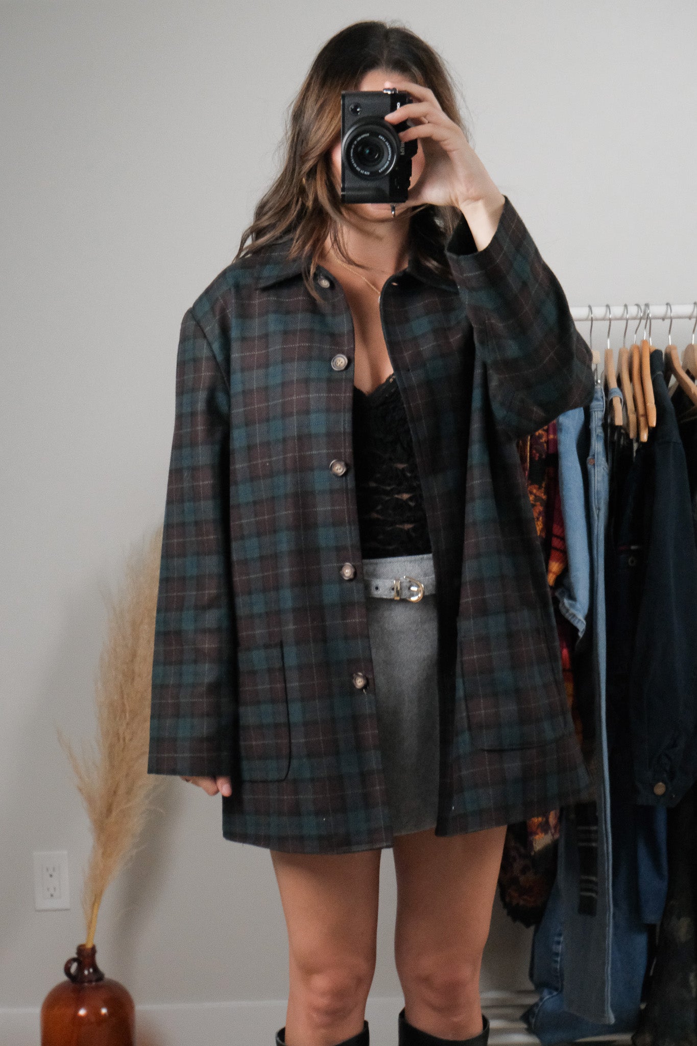 Vintage x Wool Blend Plaid Jacket (8-12)