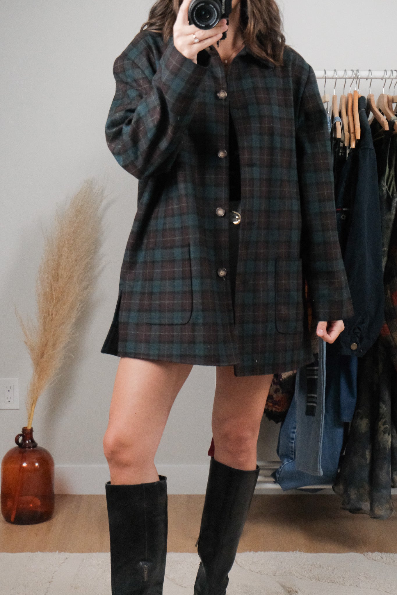 Vintage x Wool Blend Plaid Jacket (8-12)