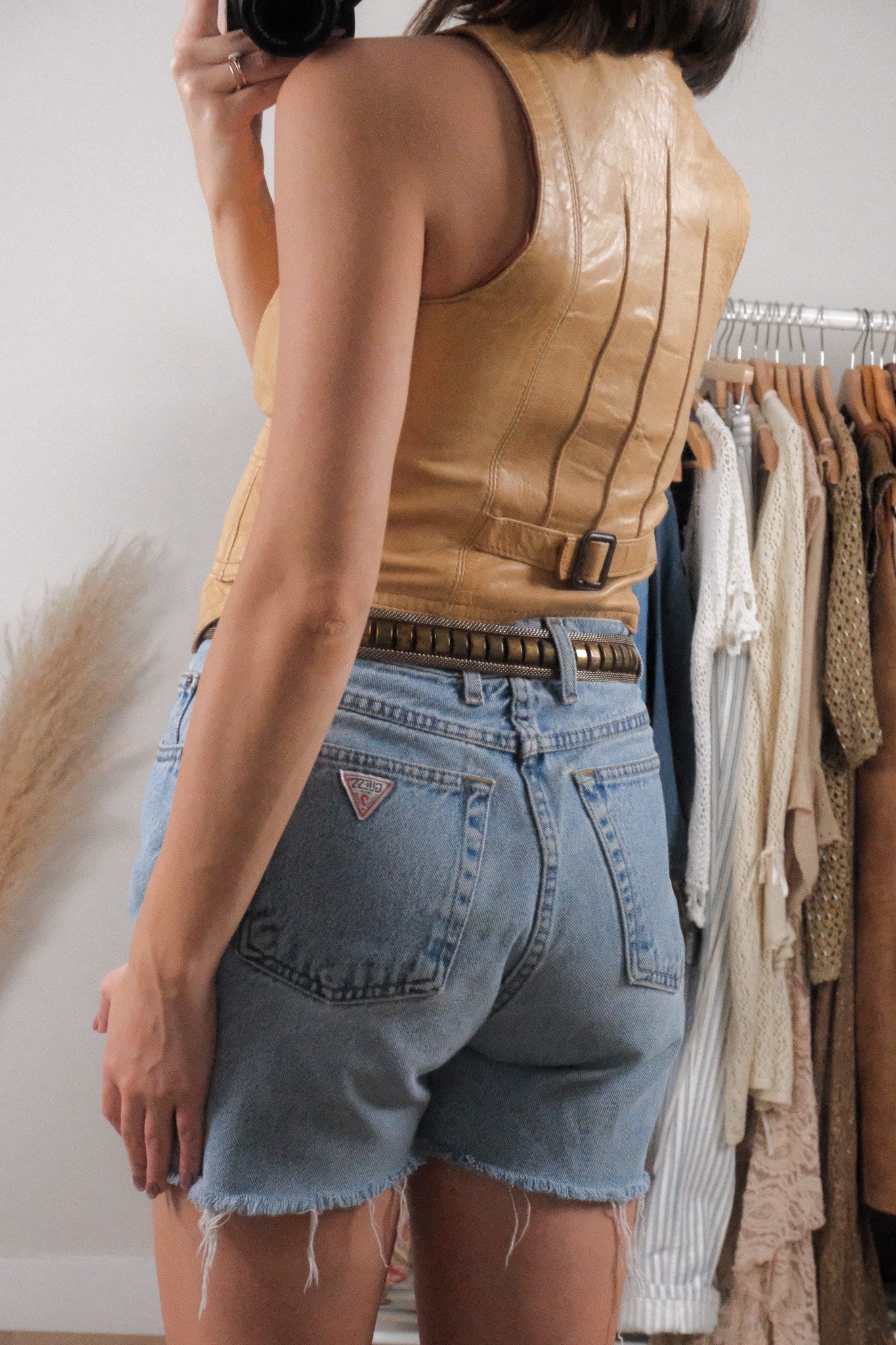 Made in Canada x Vintage x Leather Fitted Vest (XS)