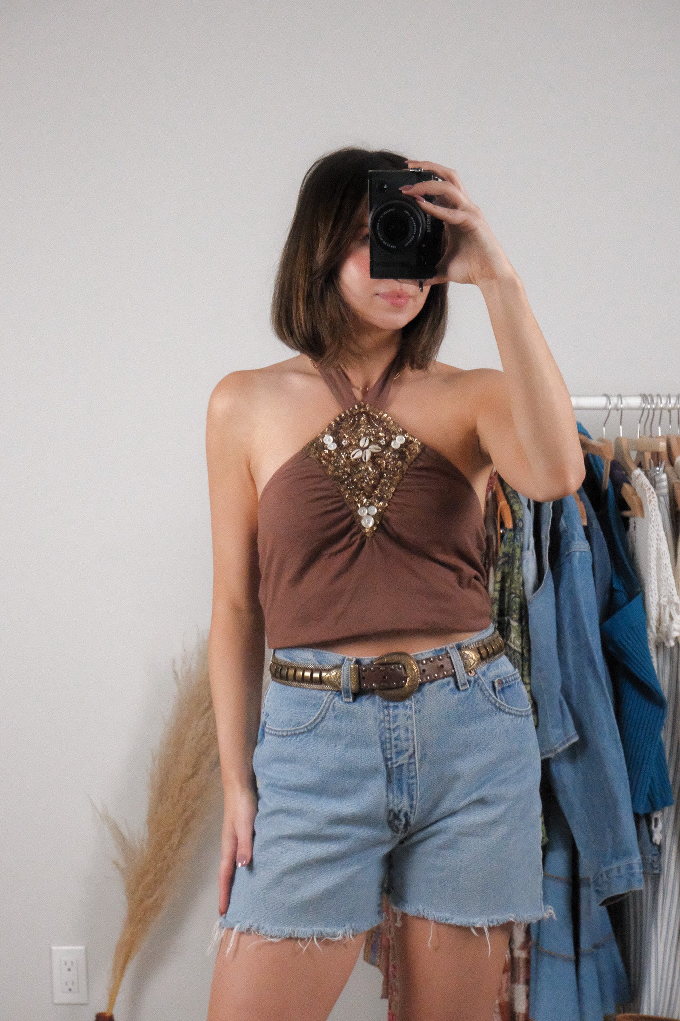 Vintage x Cotton Sequin Halter Top (S)