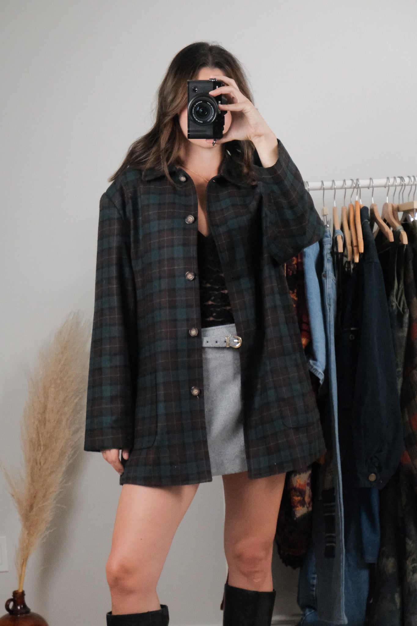 Vintage x Wool Blend Plaid Jacket (8-12)