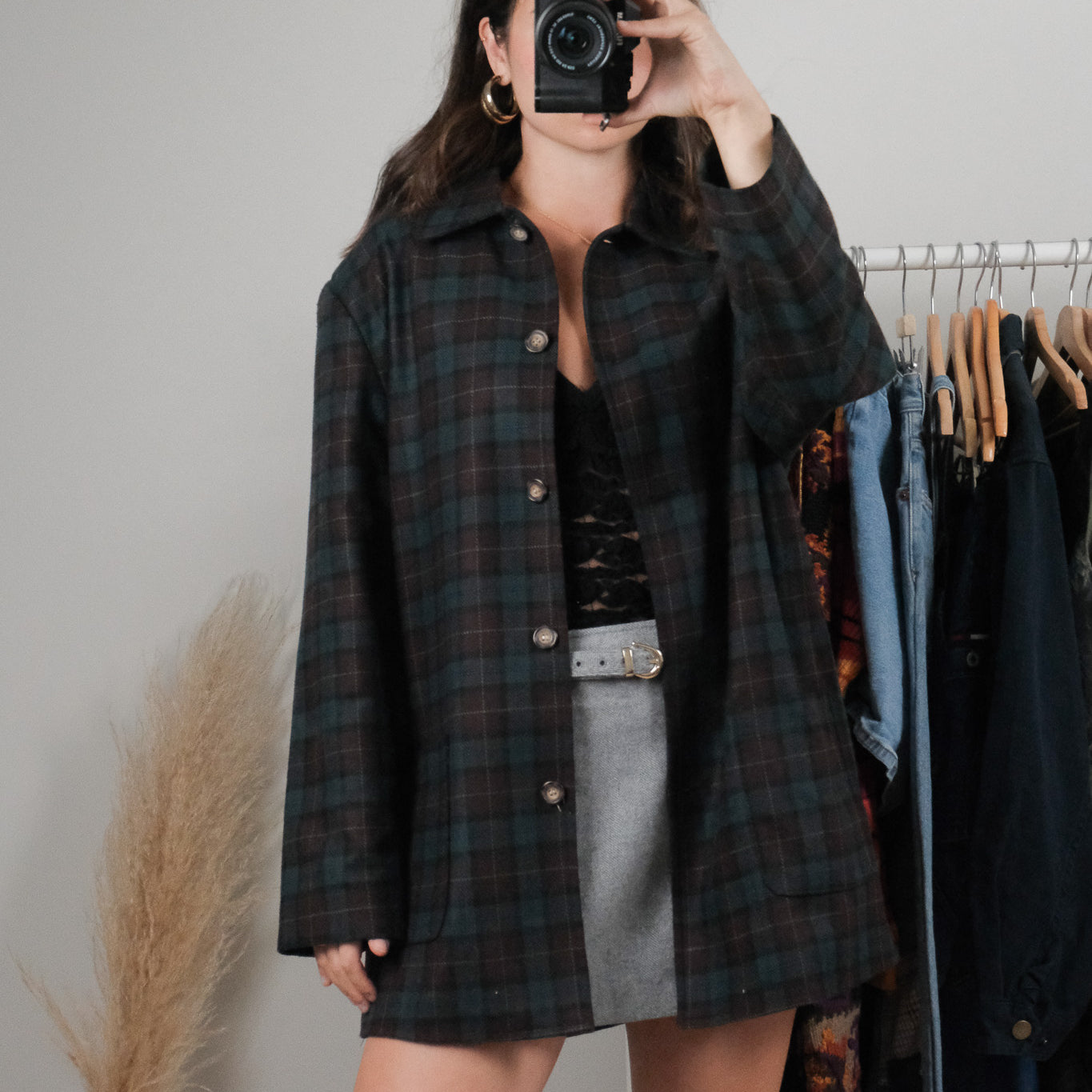 Vintage x Wool Blend Plaid Jacket (8-12)