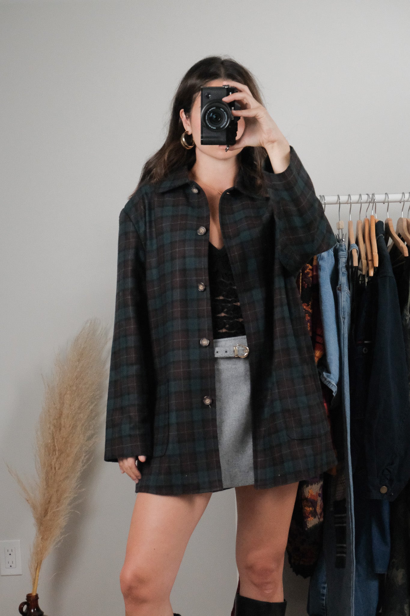 Vintage x Wool Blend Plaid Jacket (8-12)