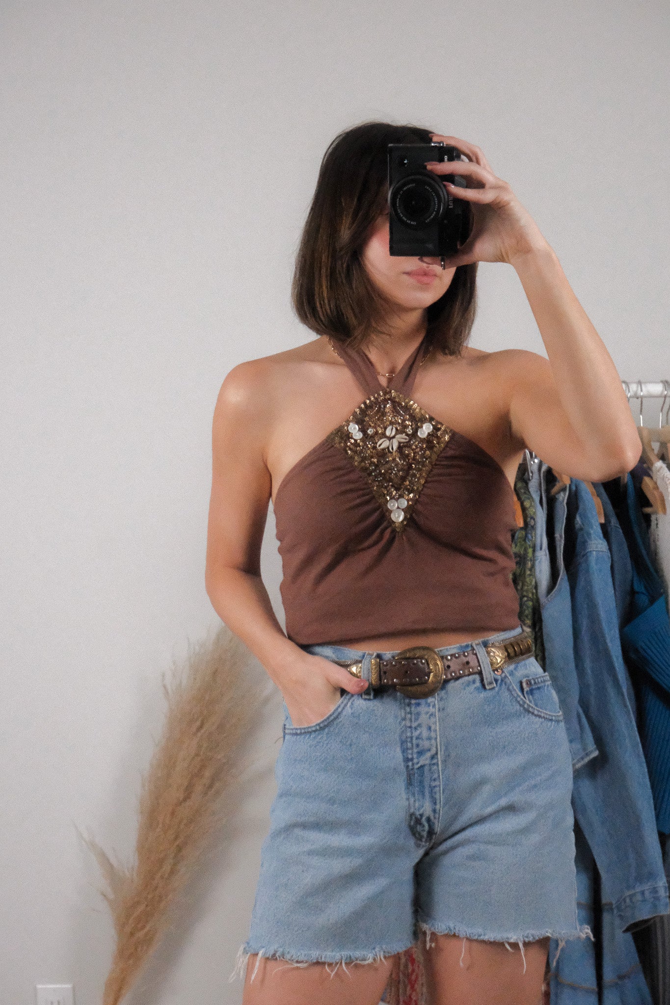 Vintage x Cotton Sequin Halter Top (S)