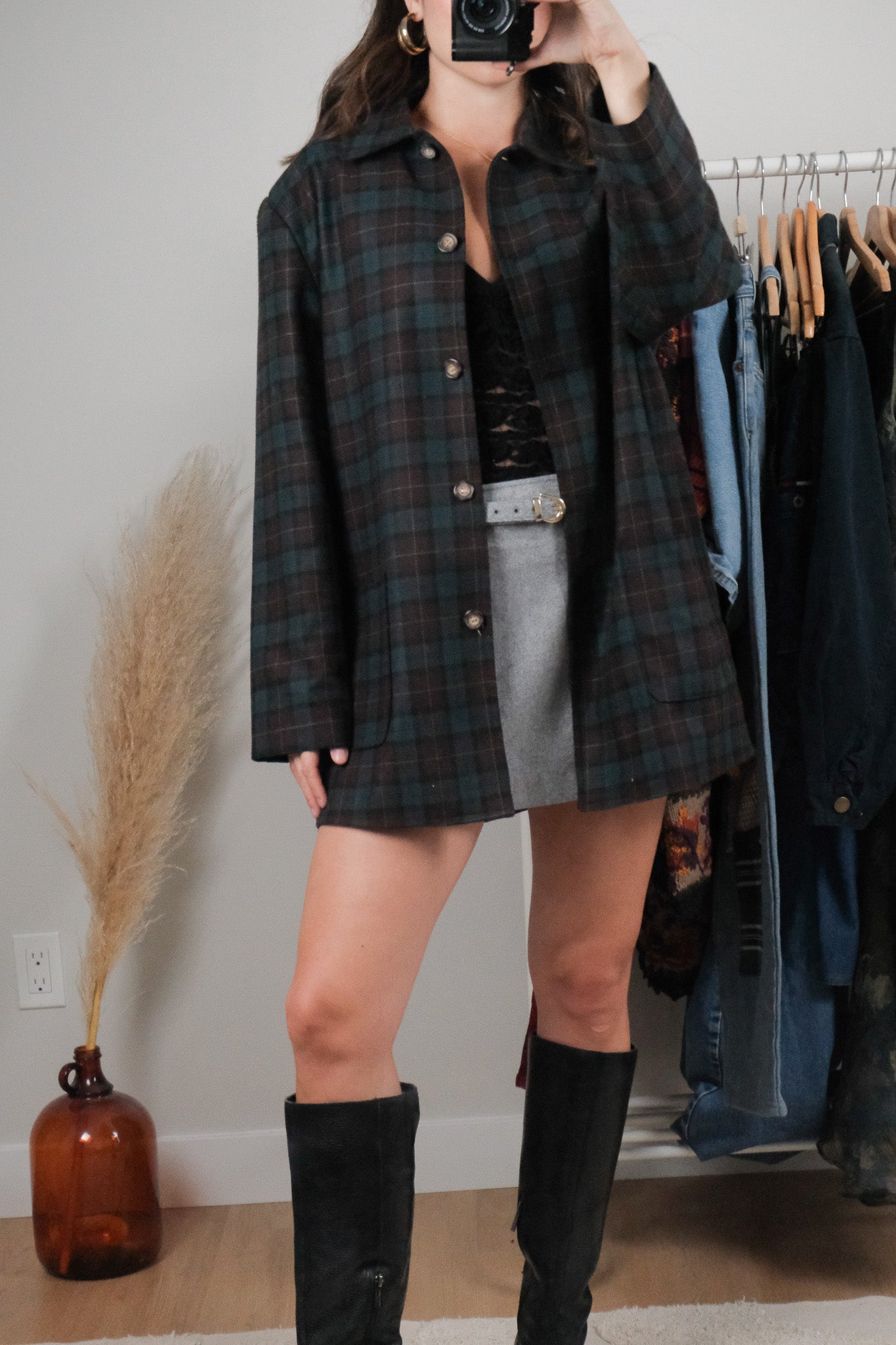Vintage x Wool Blend Plaid Jacket (8-12)