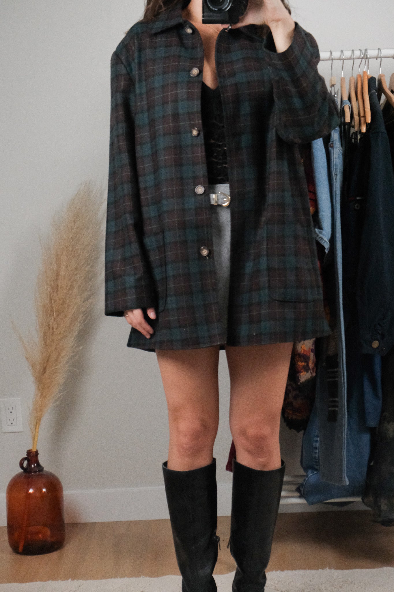 Vintage x Wool Blend Plaid Jacket (8-12)