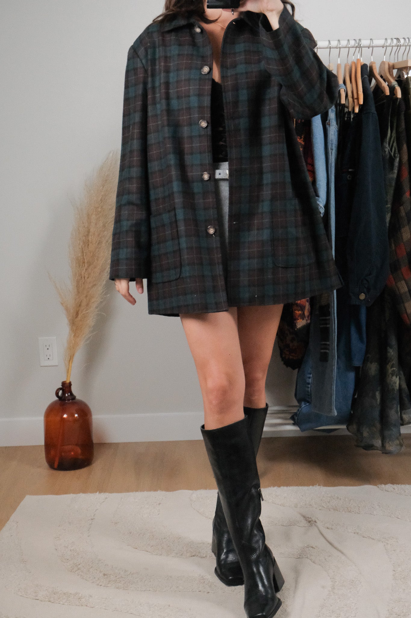 Vintage x Wool Blend Plaid Jacket (8-12)