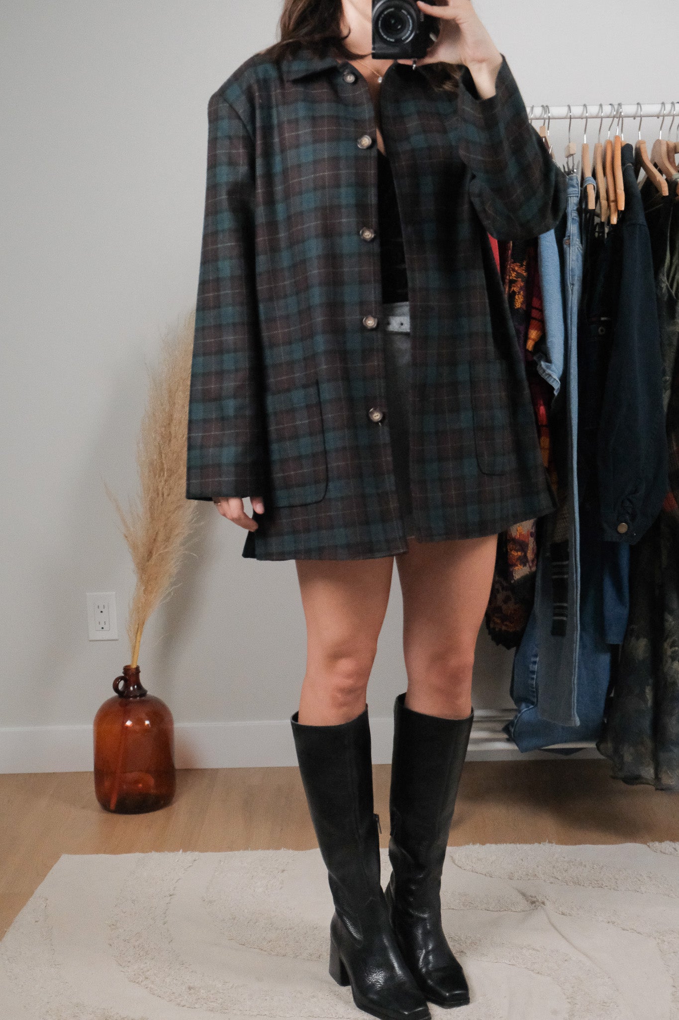 Vintage x Wool Blend Plaid Jacket (8-12)