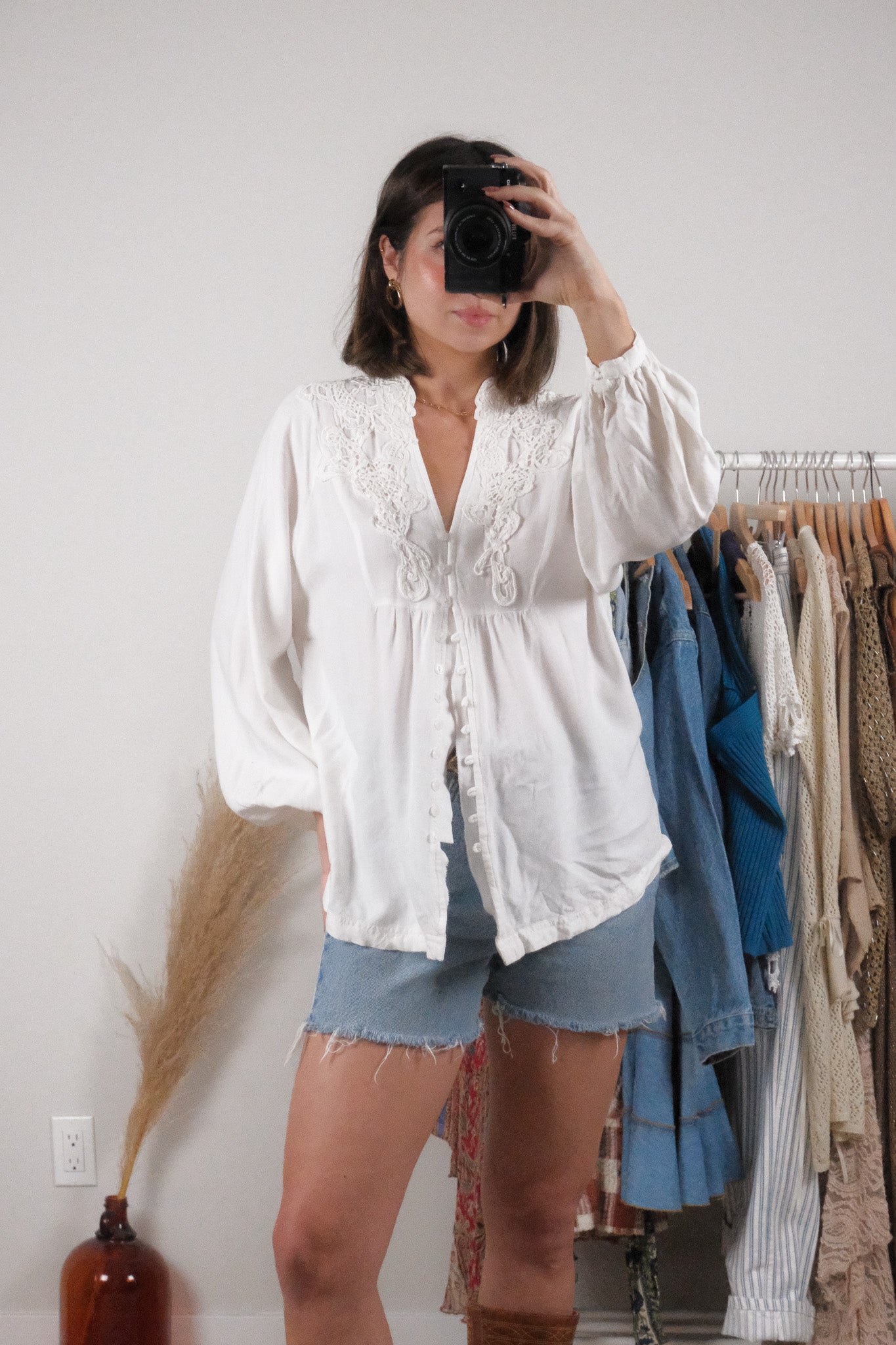 Vintage x Lace Ballon Sleeve Blouse (L/XL)