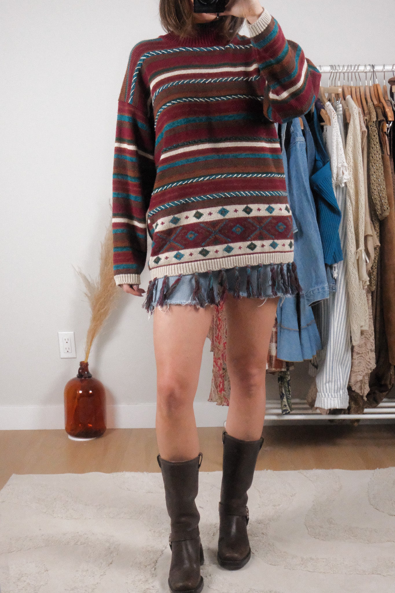 Vintage x Ramie/Cotton Textured Fringe Sweater (M)