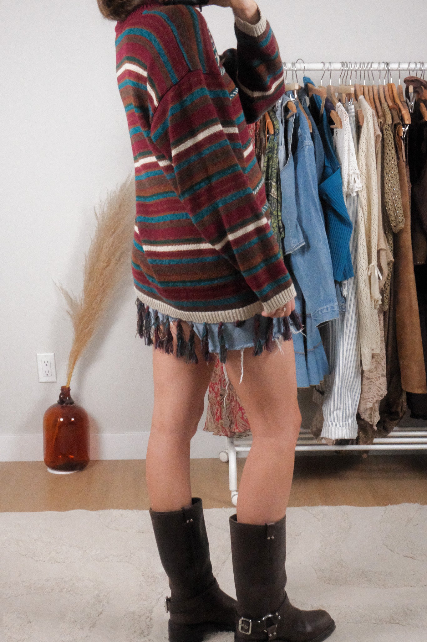 Vintage x Ramie/Cotton Textured Fringe Sweater (M)