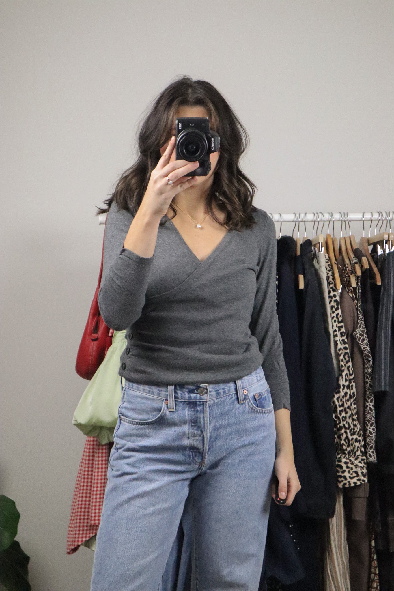 Vintage x Button 3/4 Sleeve Knit Top (S)