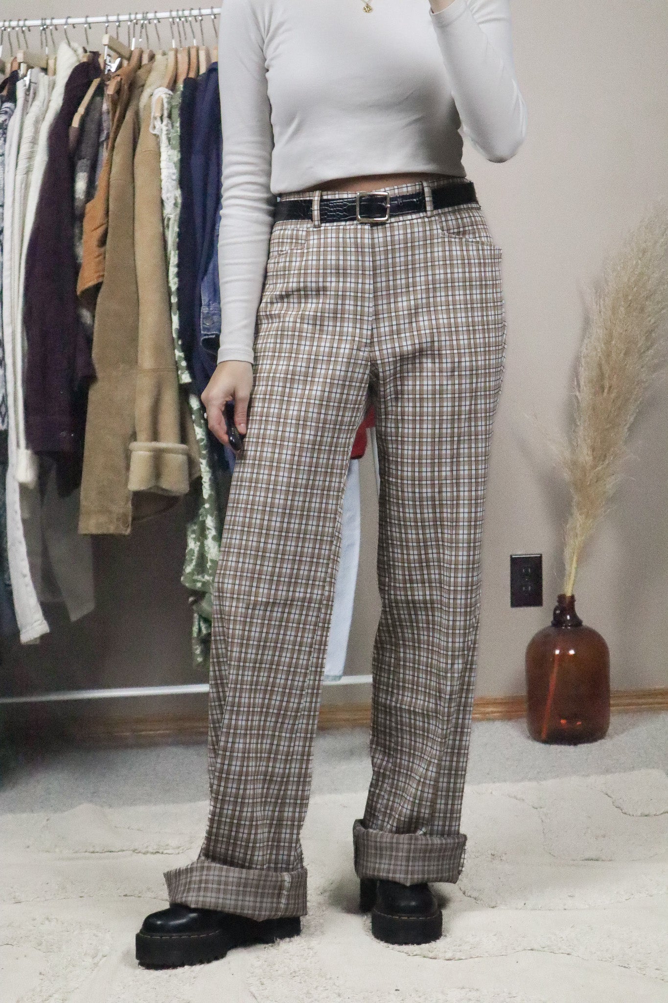 Made in Canada x Vintage x Deadstock 70s Plaid Pants (33-35)