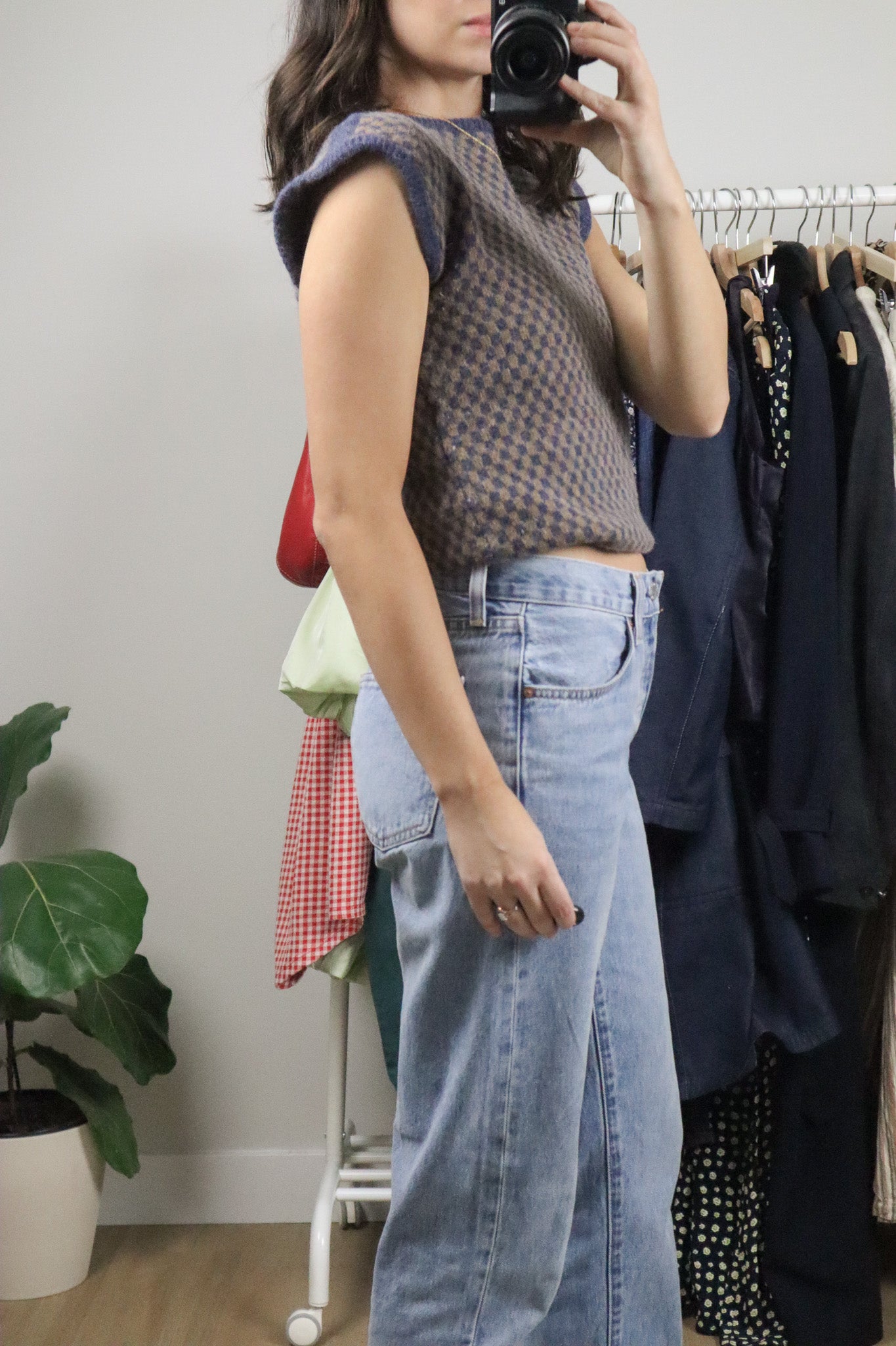 Vintage x Wool/Angora Checkered Vest (S)