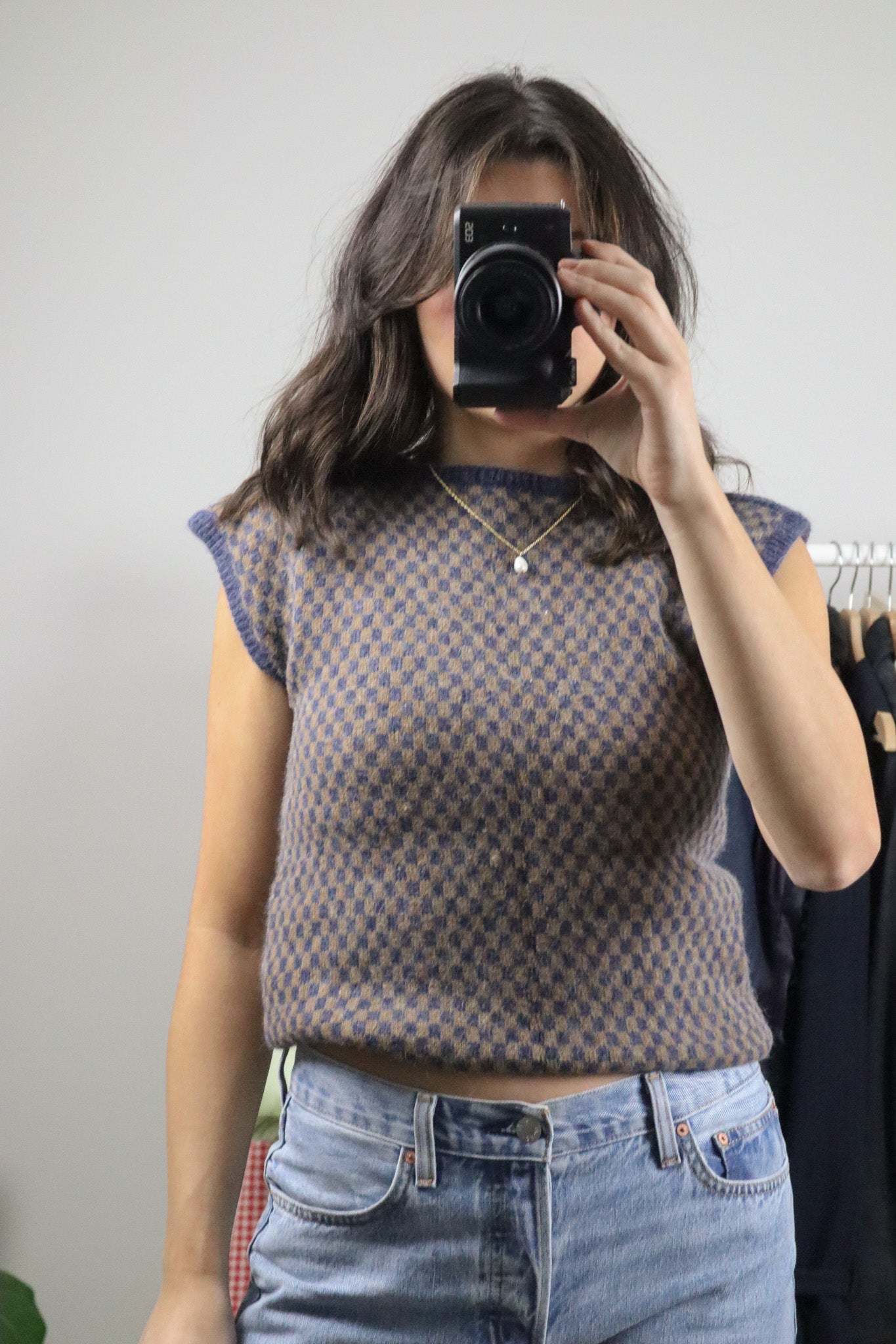 Vintage x Wool/Angora Checkered Vest (S)