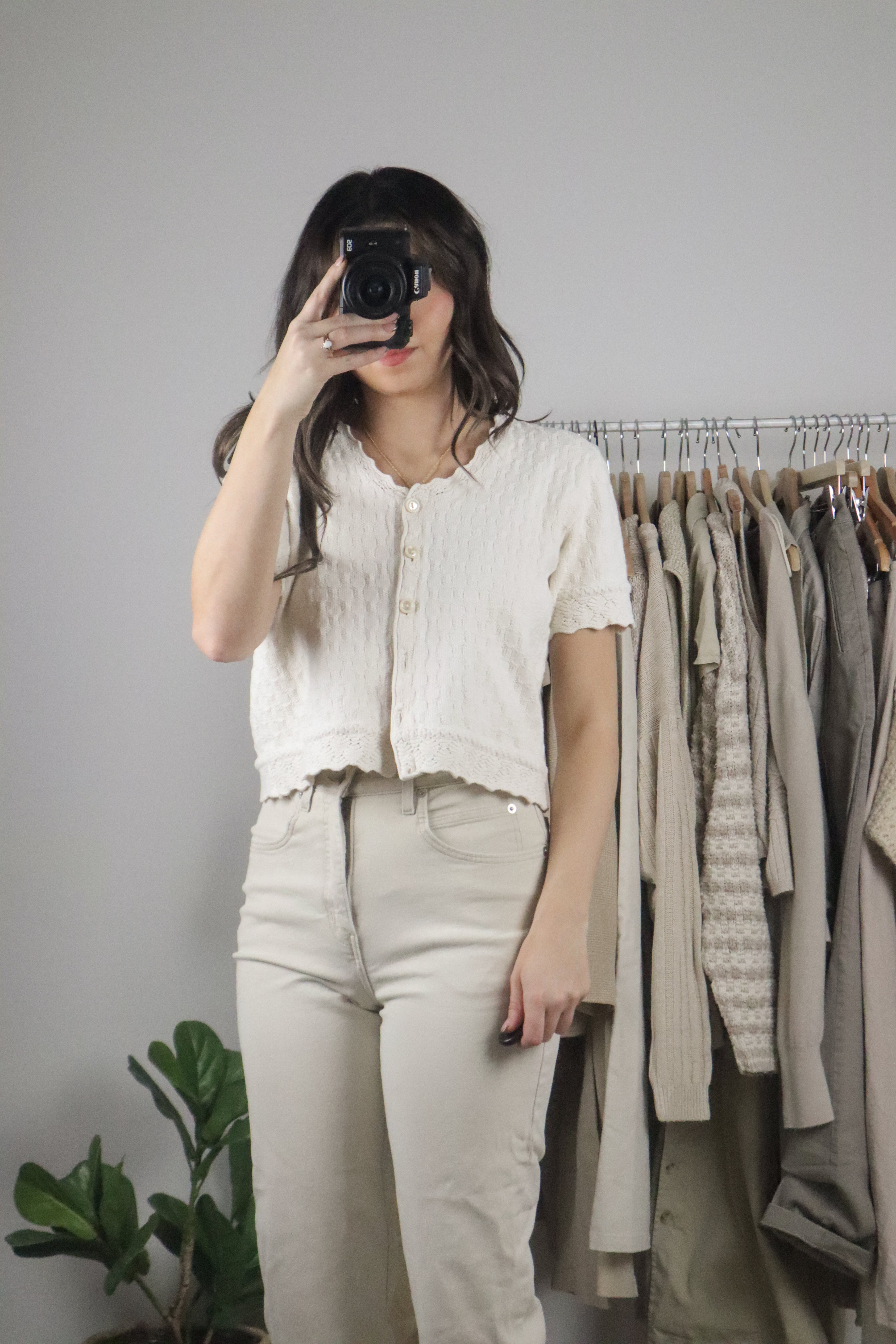 Vintage x Cropped Textured Short-Sleeve (S)