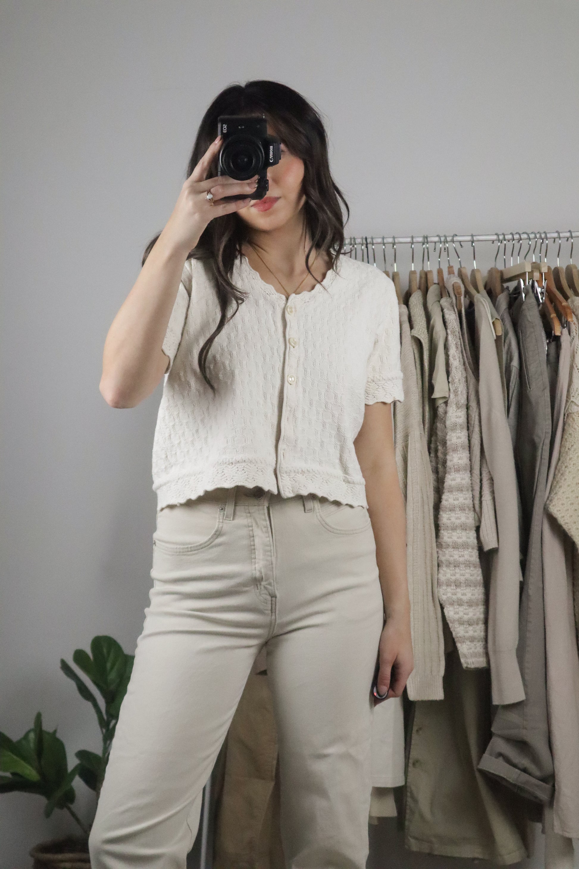 Vintage x Cropped Textured Short-Sleeve (S)