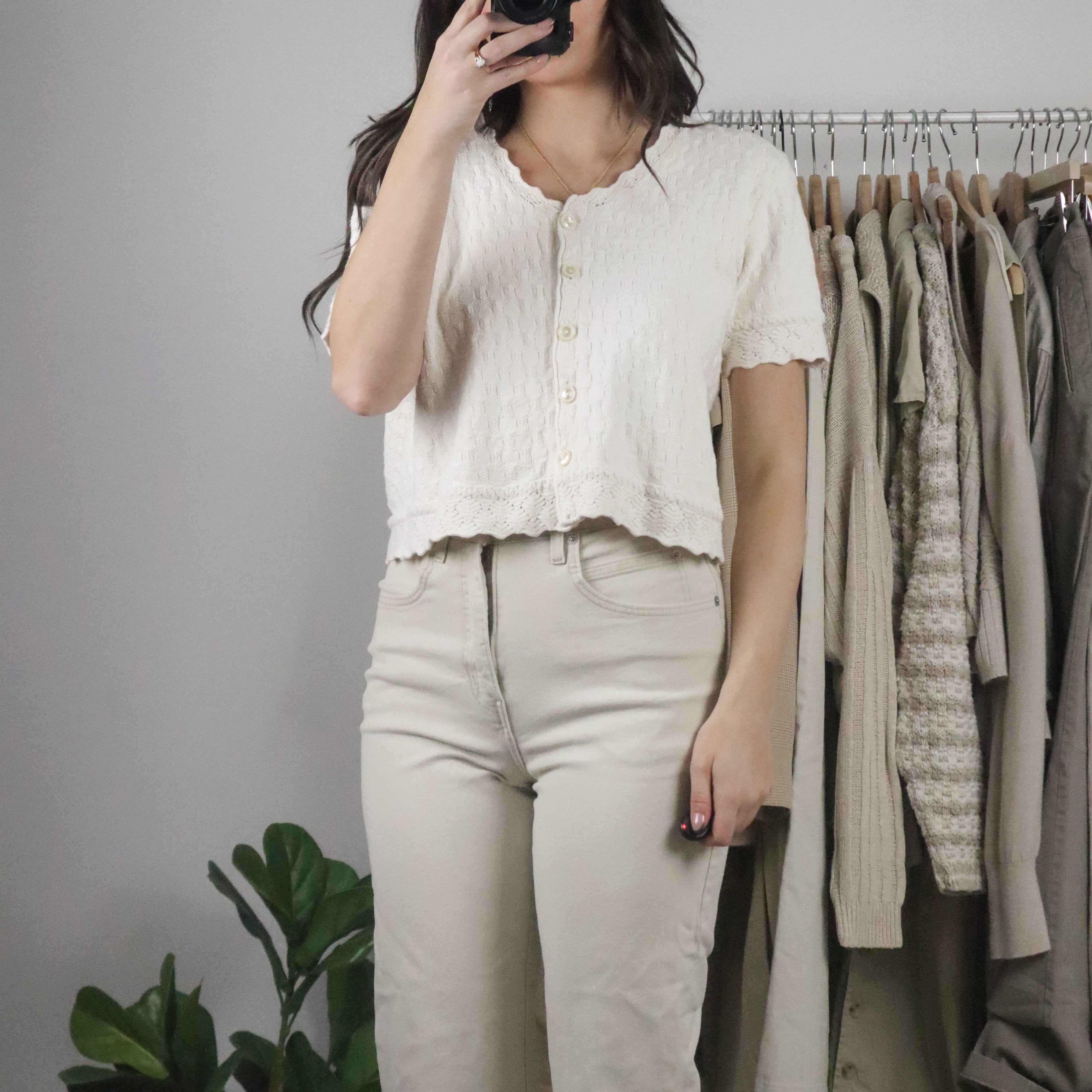 Vintage x Cropped Textured Short-Sleeve (S)