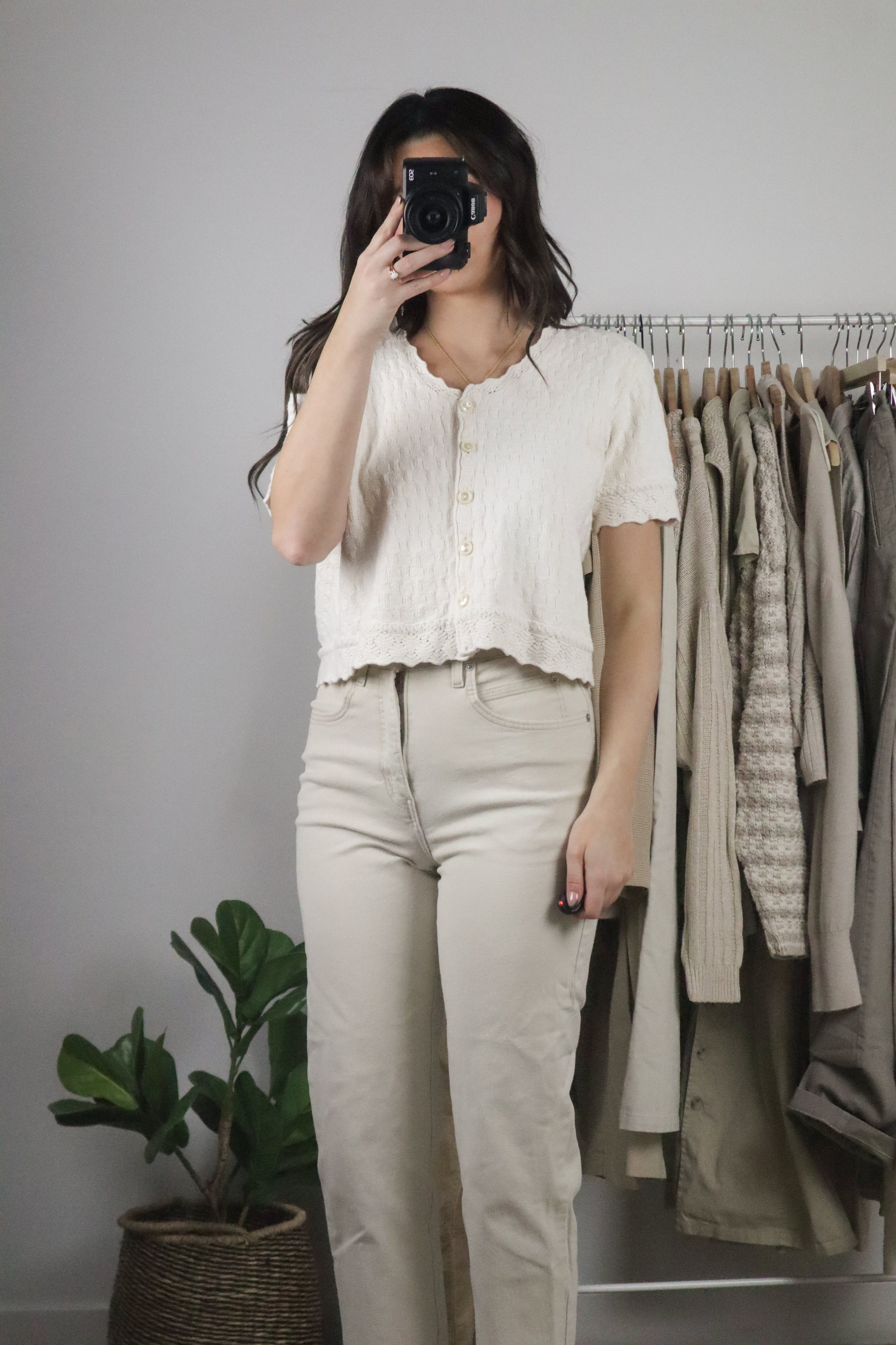 Vintage x Cropped Textured Short-Sleeve (S)