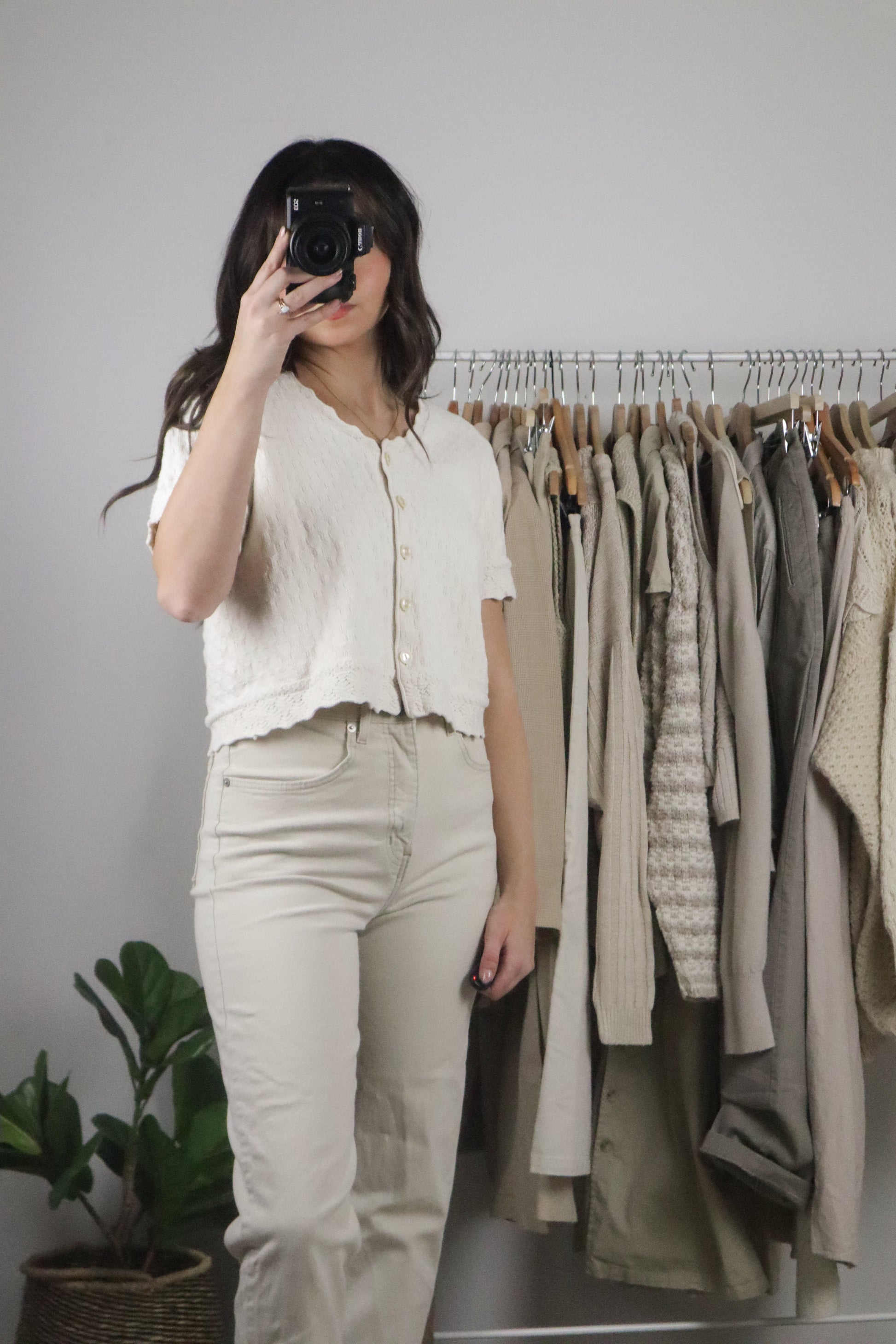 Vintage x Cropped Textured Short-Sleeve (S)