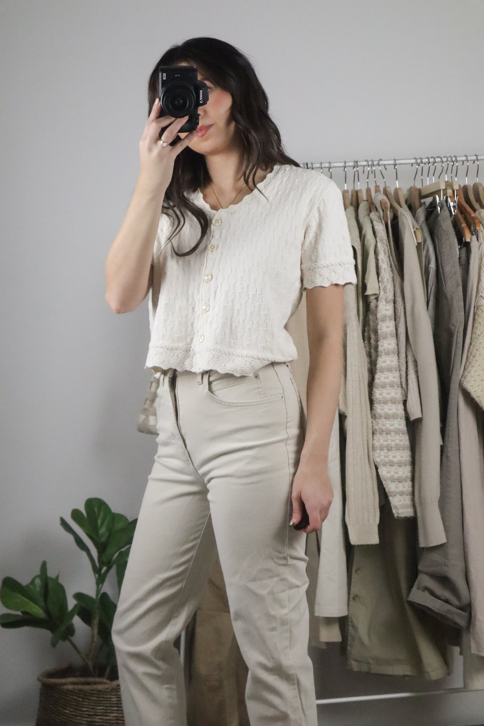 Vintage x Cropped Textured Short-Sleeve (S)