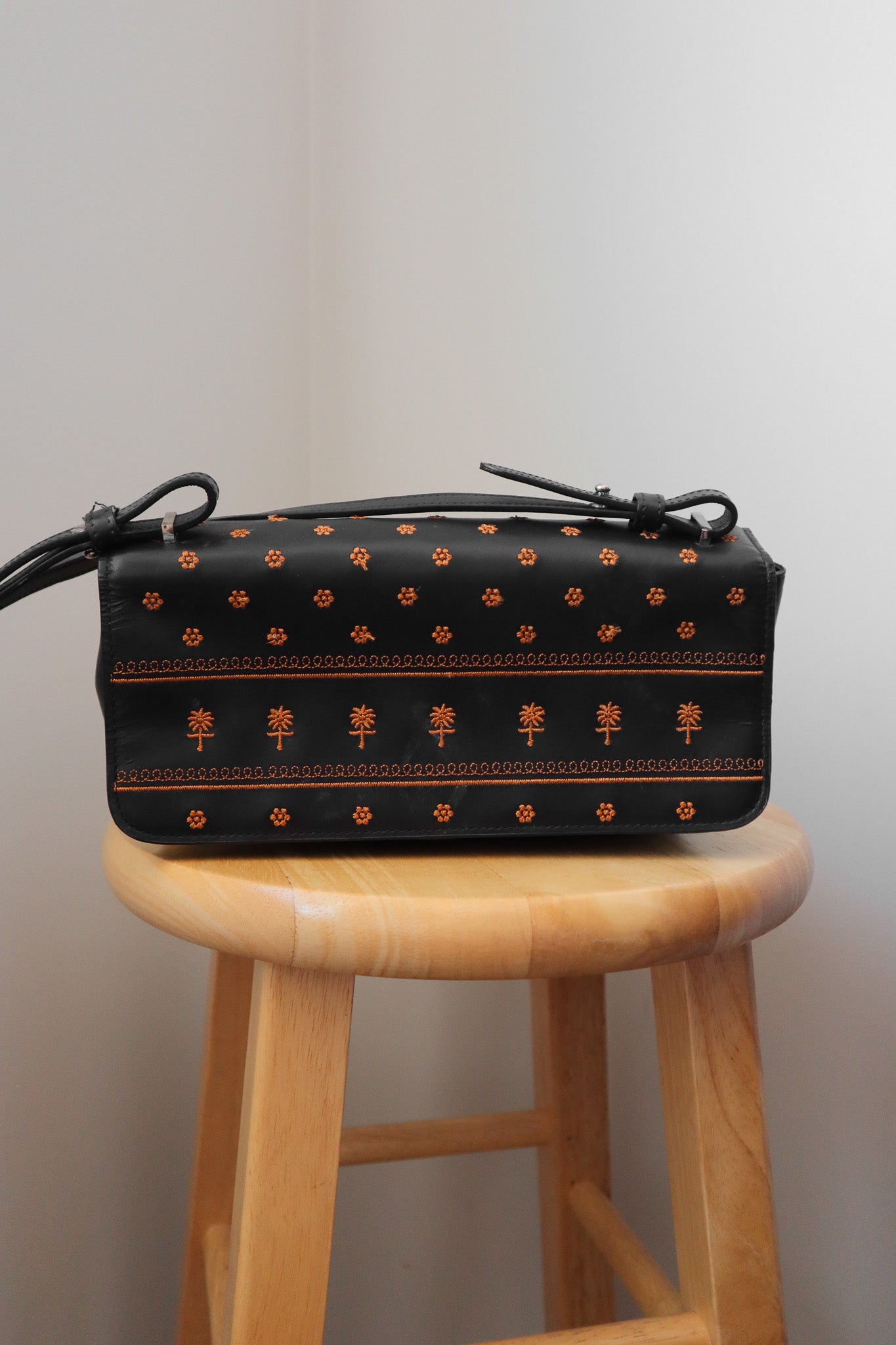 Vintage x Leather Embroidered Shoulder Bag