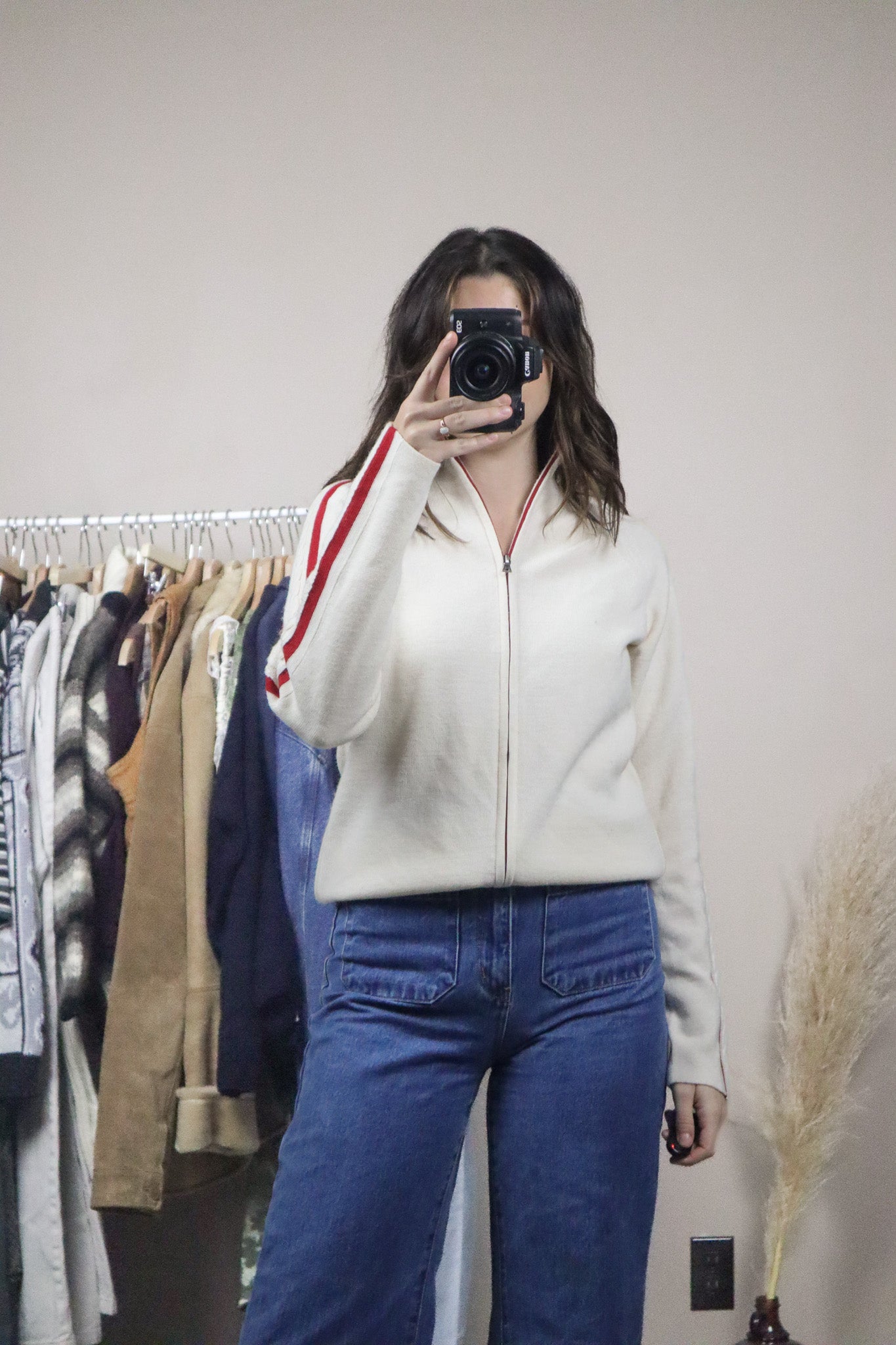 Vintage x Wool Blend Strip Zip Up (S/M)