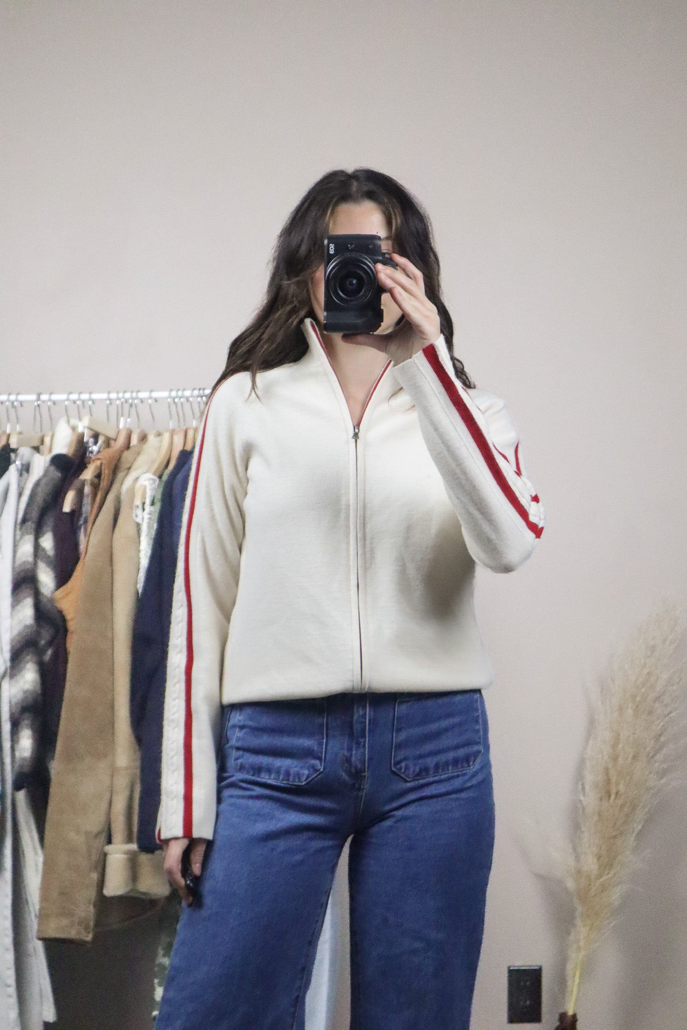 Vintage x Wool Blend Strip Zip Up (S/M)