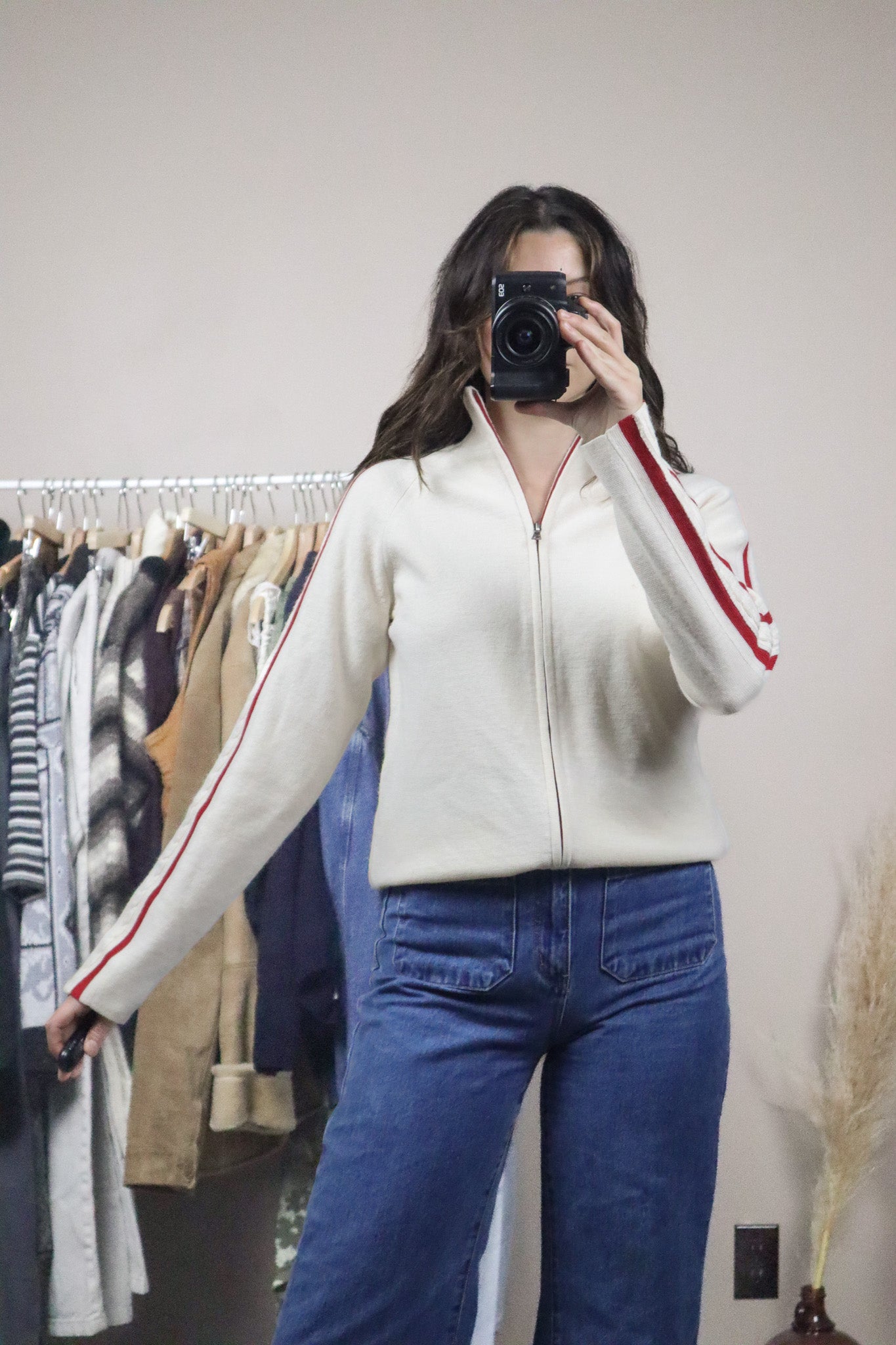 Vintage x Wool Blend Strip Zip Up (S/M)