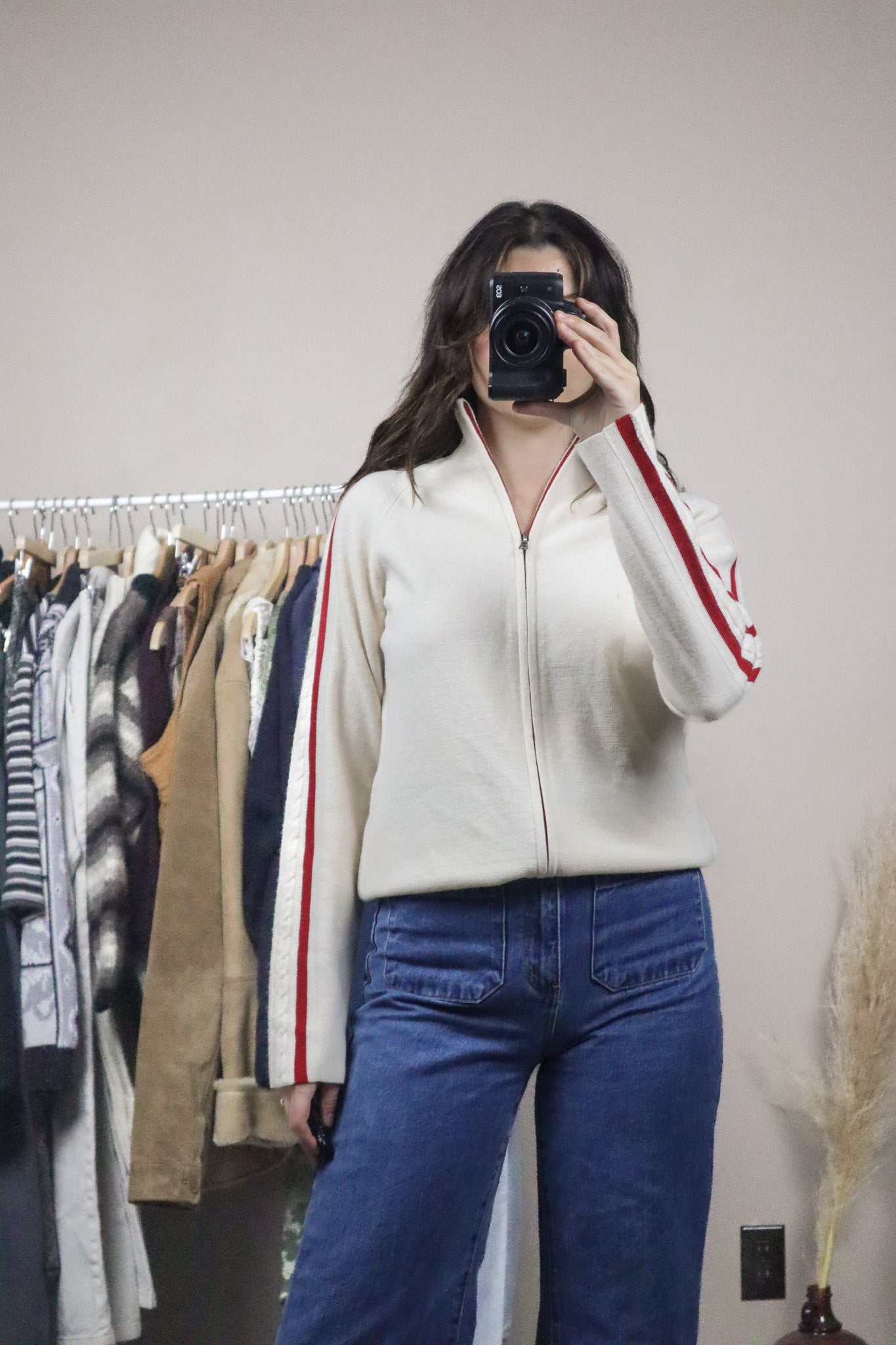 Vintage x Wool Blend Strip Zip Up (S/M)