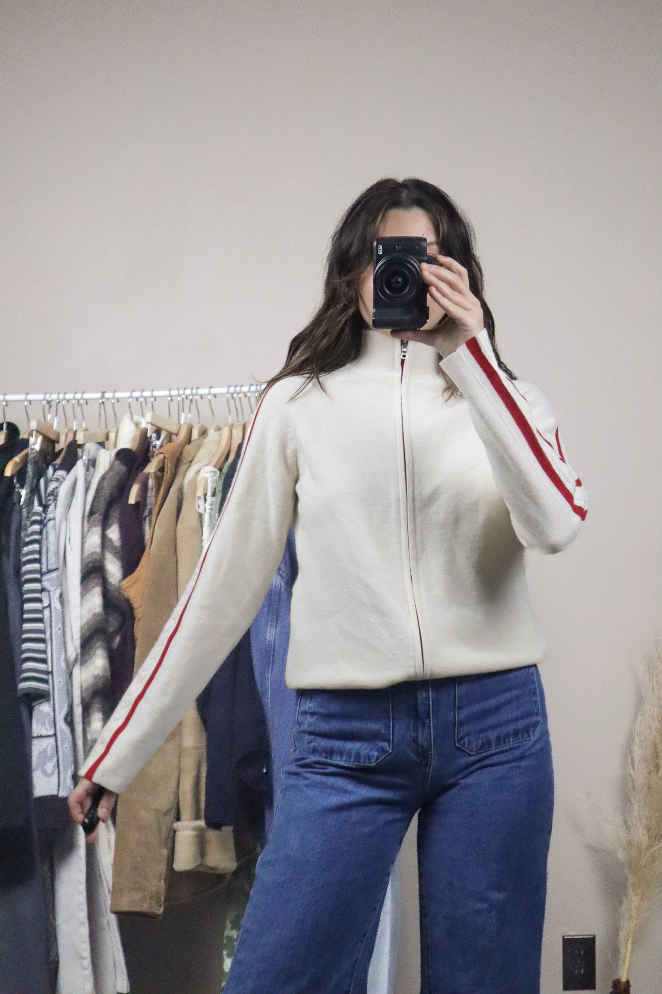Vintage x Wool Blend Strip Zip Up (S/M)